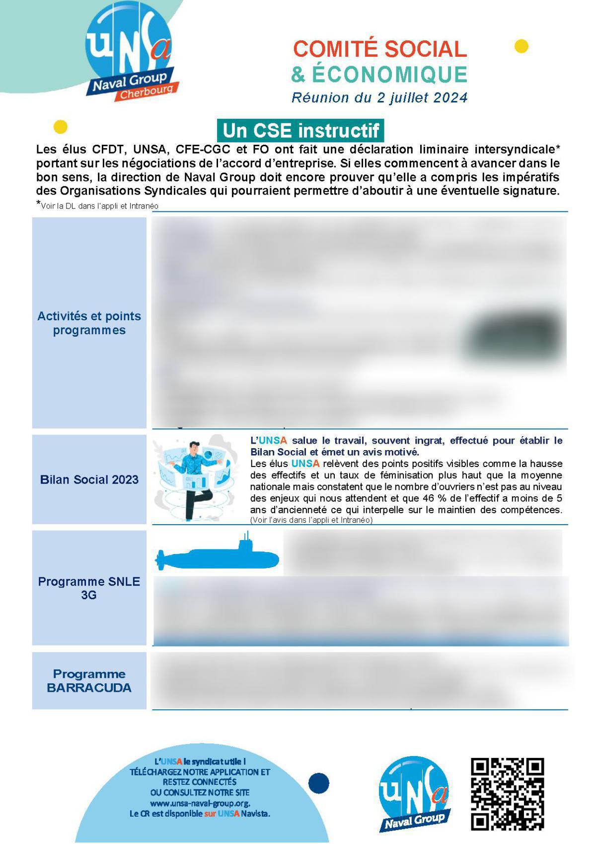 CSE de Cherbourg - Réunion du 2 juillet 2024 - Compte rendu CSE de Cherbourg - Réunion du 2 juillet 2024 - Compte rendu
