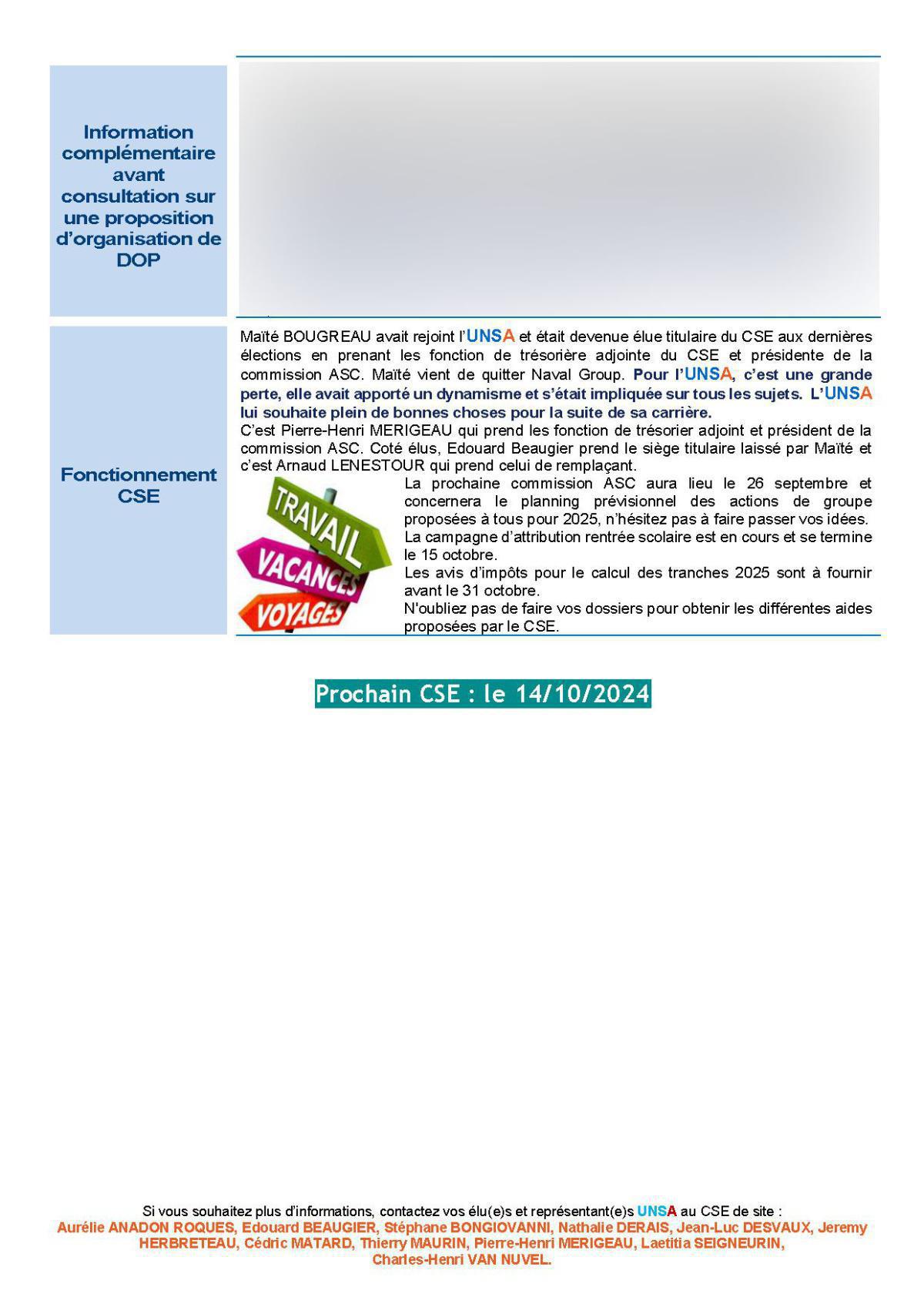 CSE de Ruelle - Réunion du 10 septembre 2024 - Compte-rendu CSE de Ruelle - Réunion du 10 septembre 2024 - Compte-rendu