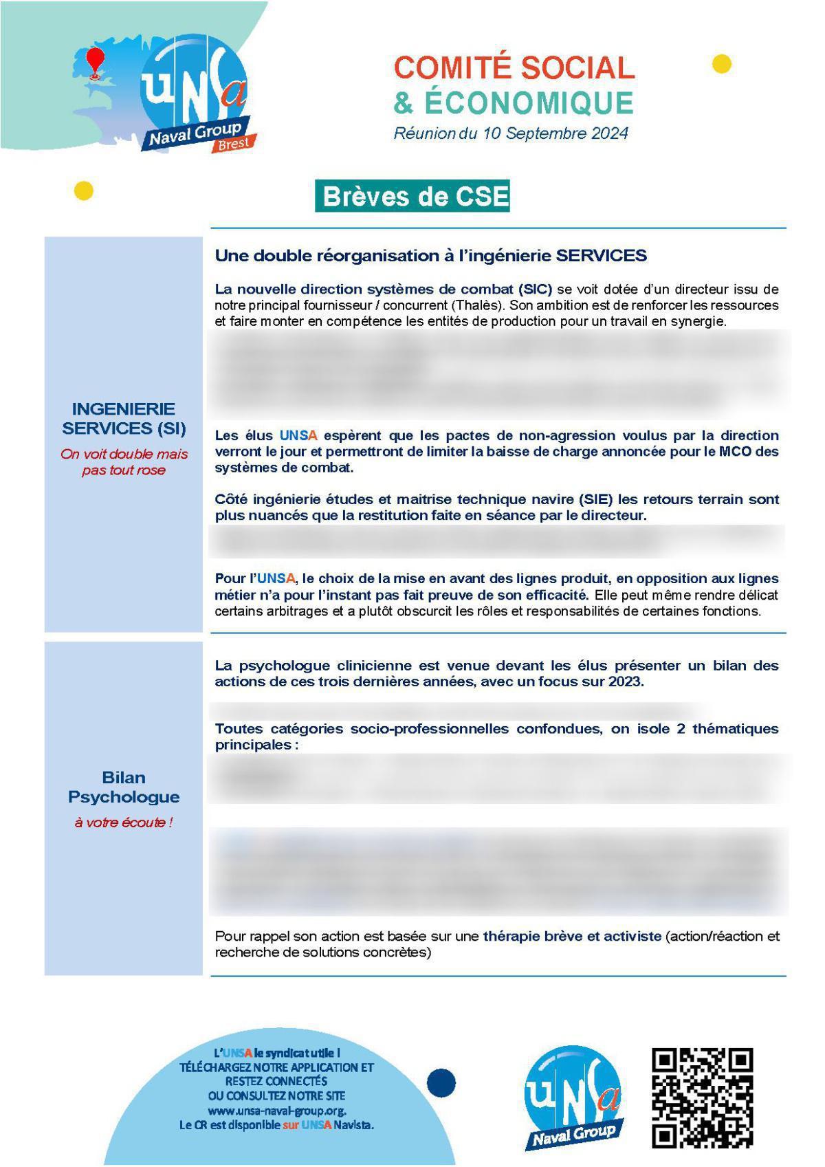 CSE de Brest - Réunion du 10 septembre 2024 - Compte rendu CSE de Brest - Réunion du 10 septembre 2024 - Compte rendu