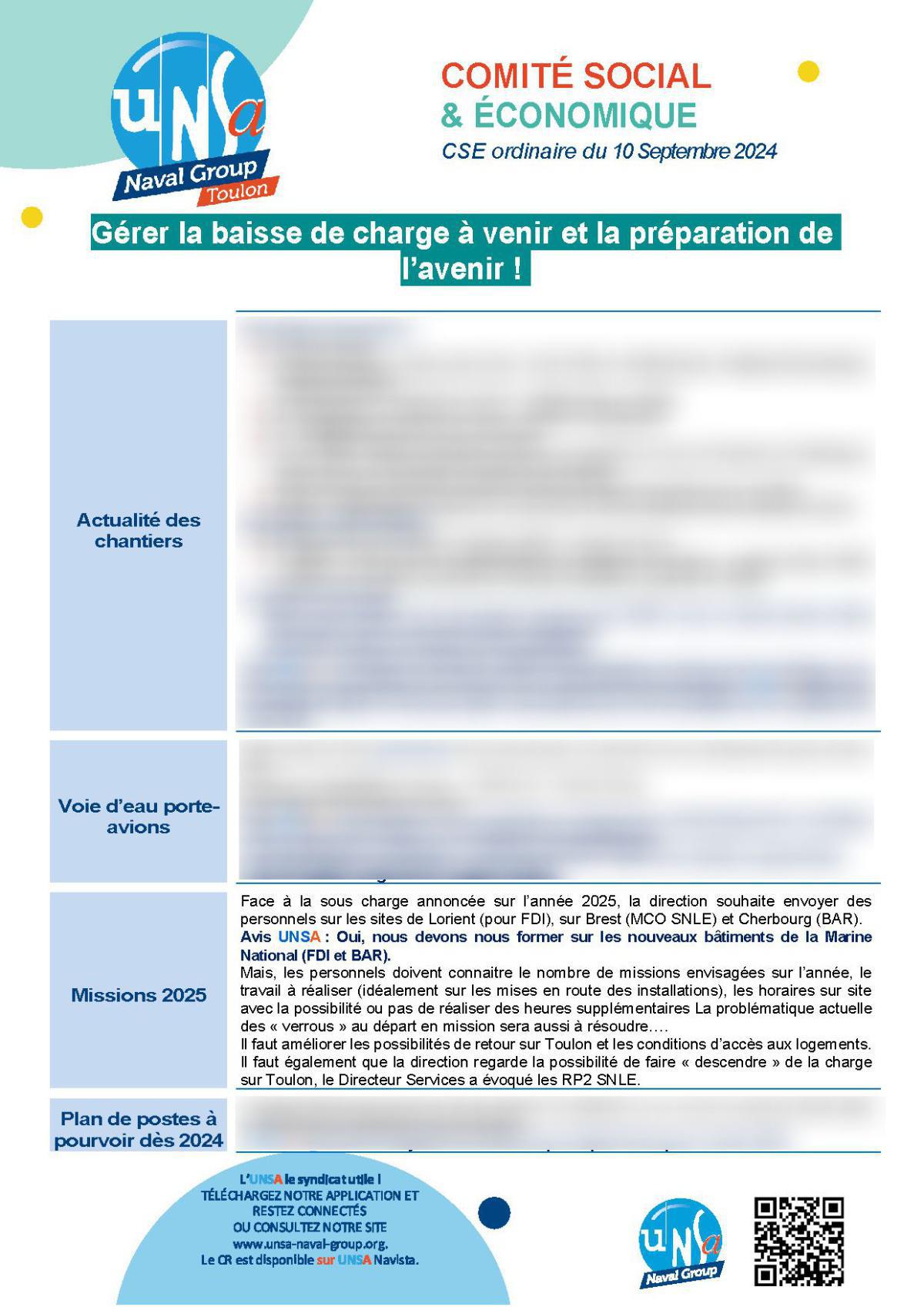 CSE de Toulon - Réunion du 10 septembre 2024 - Compte-rendu