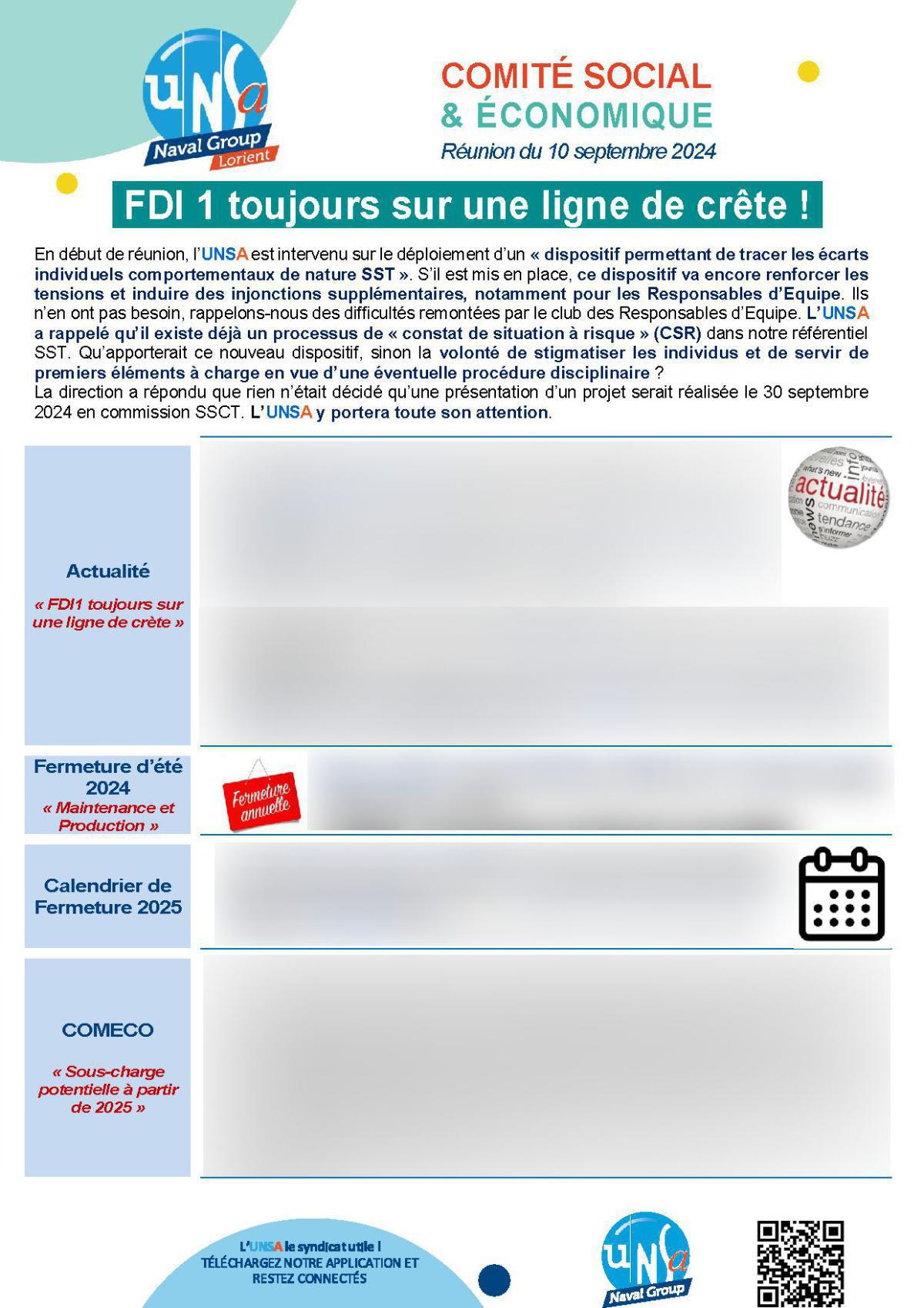 CSE de Lorient - Réunion du 10 septembre 2024 - Compte rendu CSE de Lorient - Réunion du 10 septembre 2024 - Compte rendu