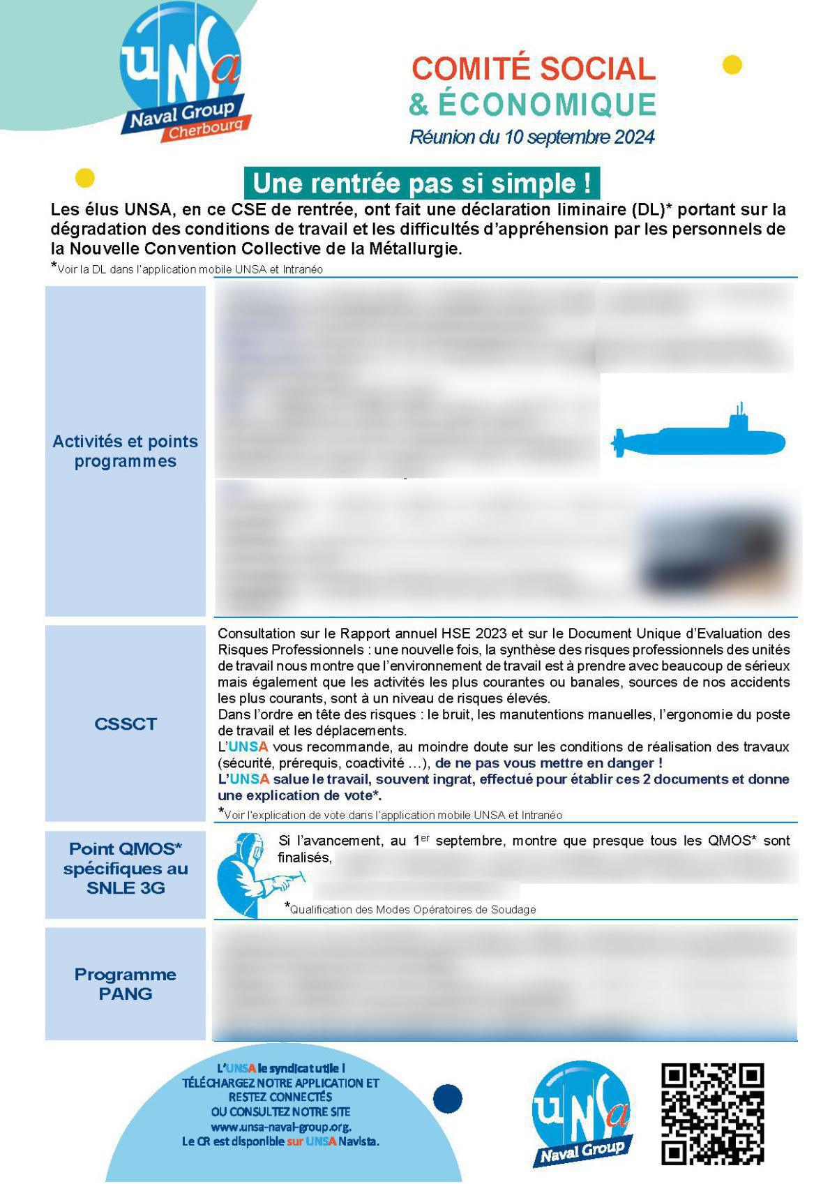 CSE de Cherbourg - Réunion du 10 septembre 2024 - Compte rendu CSE de Cherbourg - Réunion du 10 septembre 2024 - Compte rendu