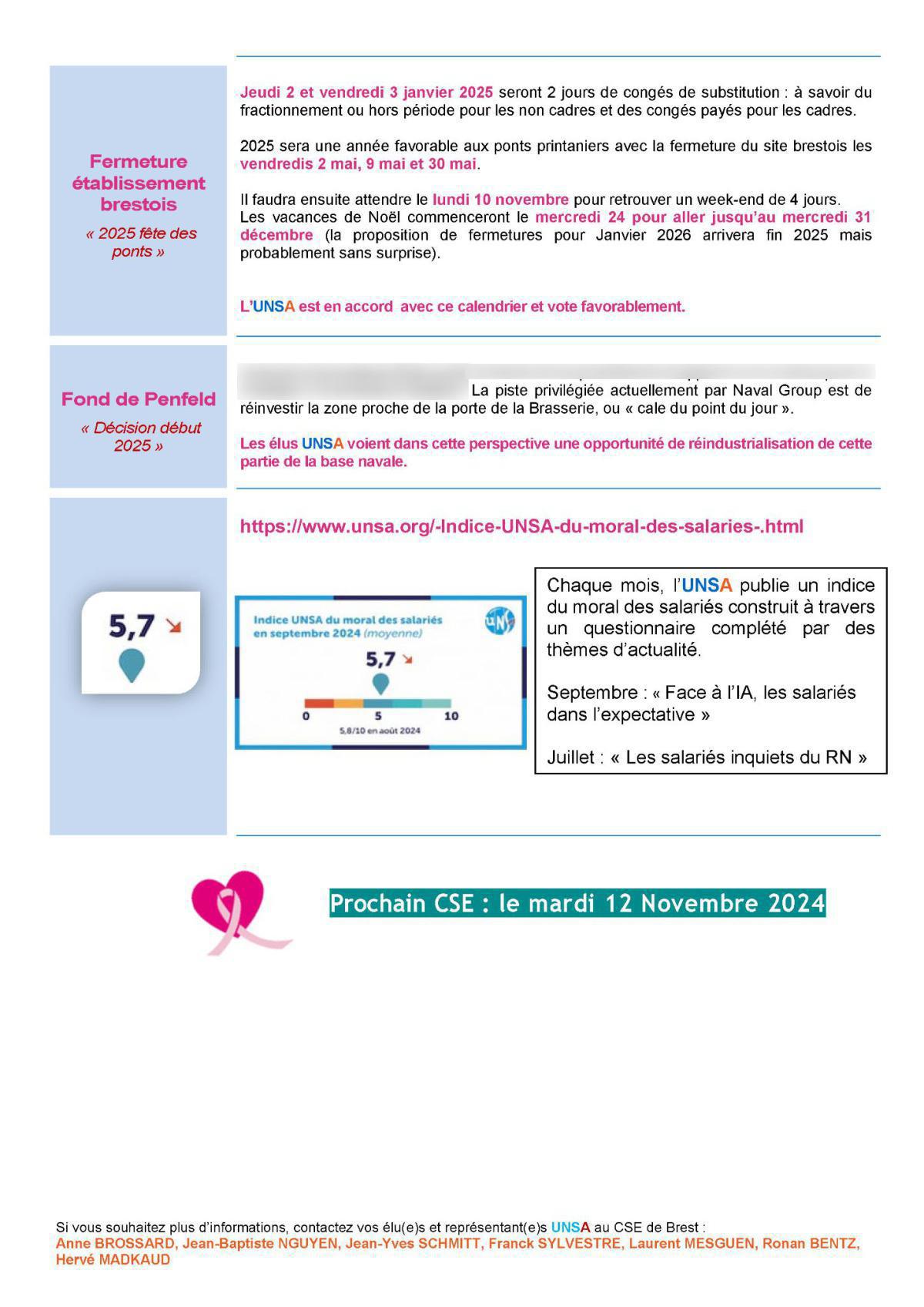CSE de Brest - Réunion du 8 octobre 2024 - Compte rendu CSE de Brest - Réunion du 8 octobre 2024 - Compte rendu