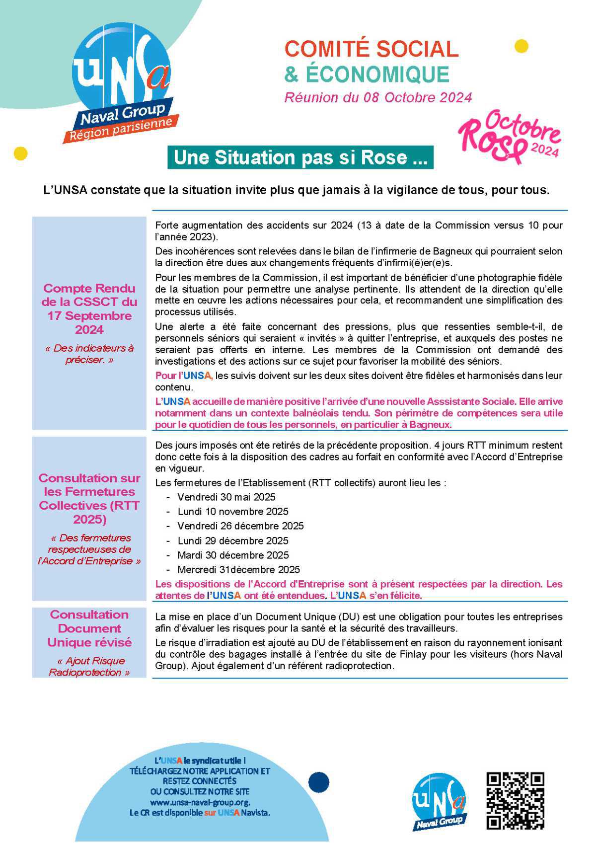 CSE Région Parisienne - Réunion du 8 octobre 2024 - Compte rendu