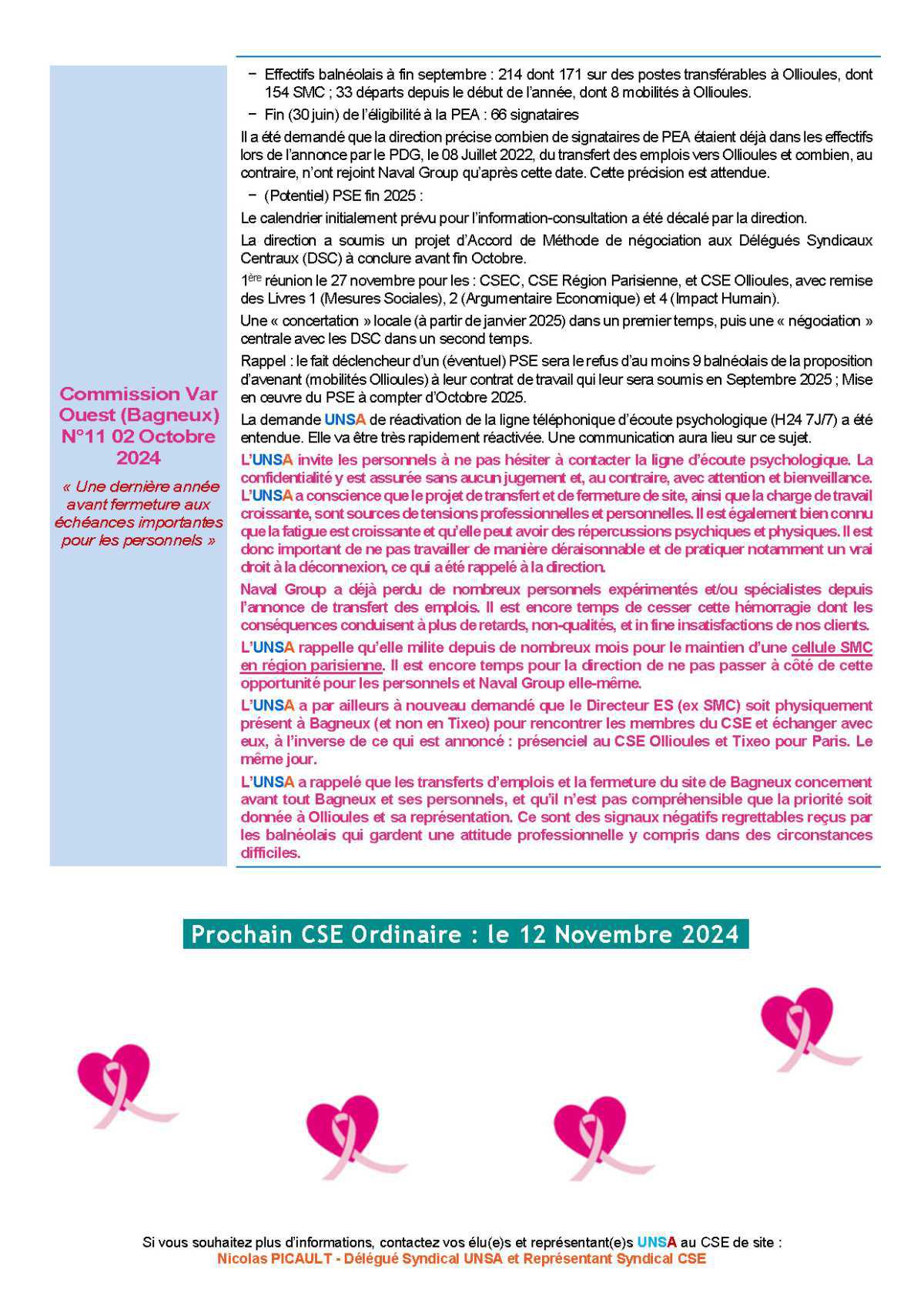 CSE Région Parisienne - Réunion du 8 octobre 2024 - Compte rendu