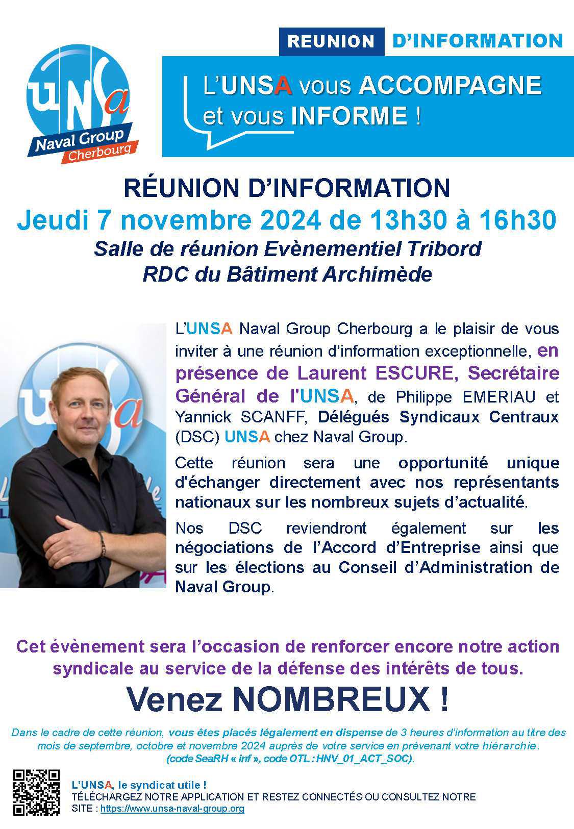 RÉUNION D’INFORMATION - Jeudi 7 novembre 2024 de 13H30 à 15H30