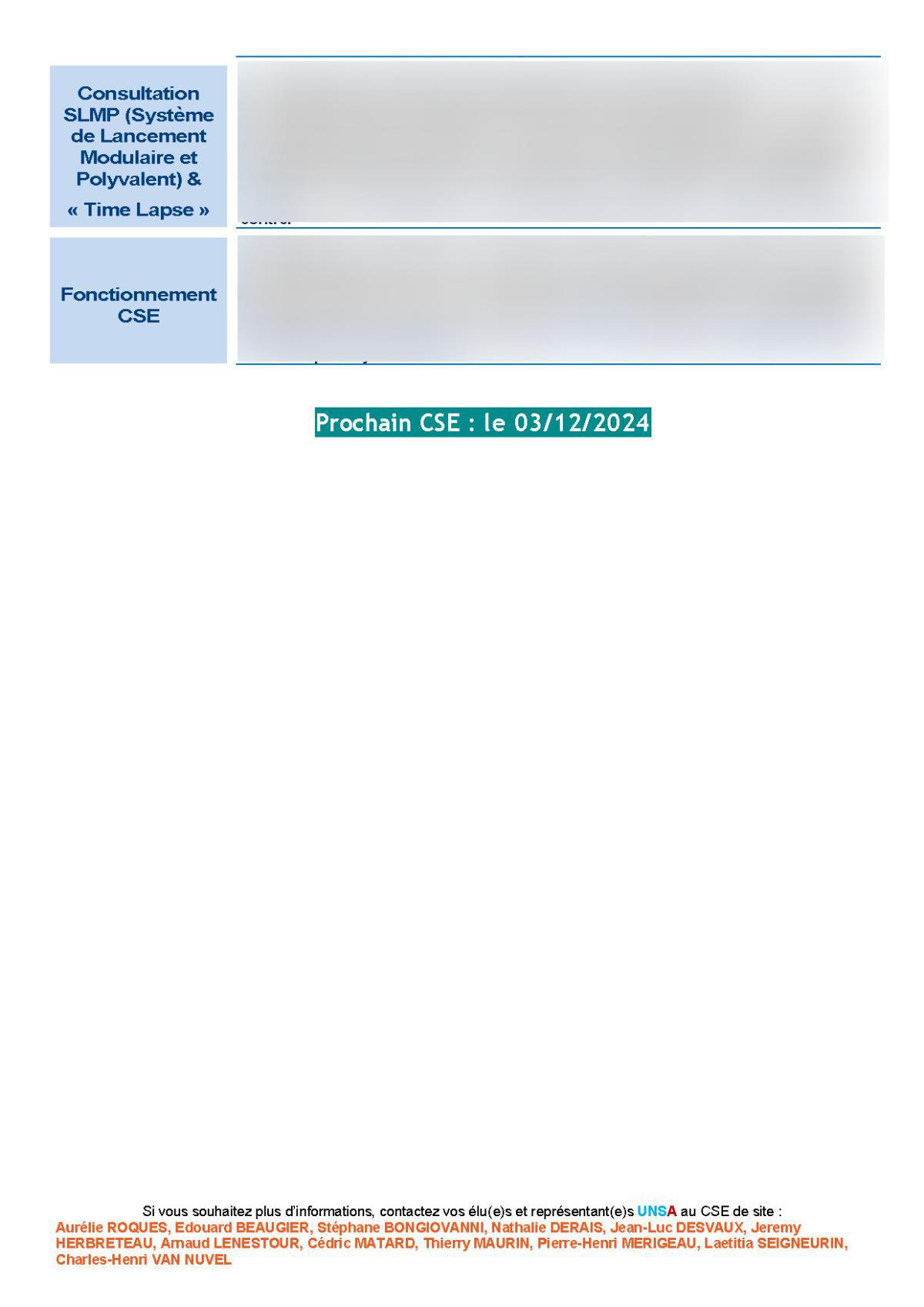 CSE de Ruelle - Réunion du 5 novembre 2024 - Compte rendu