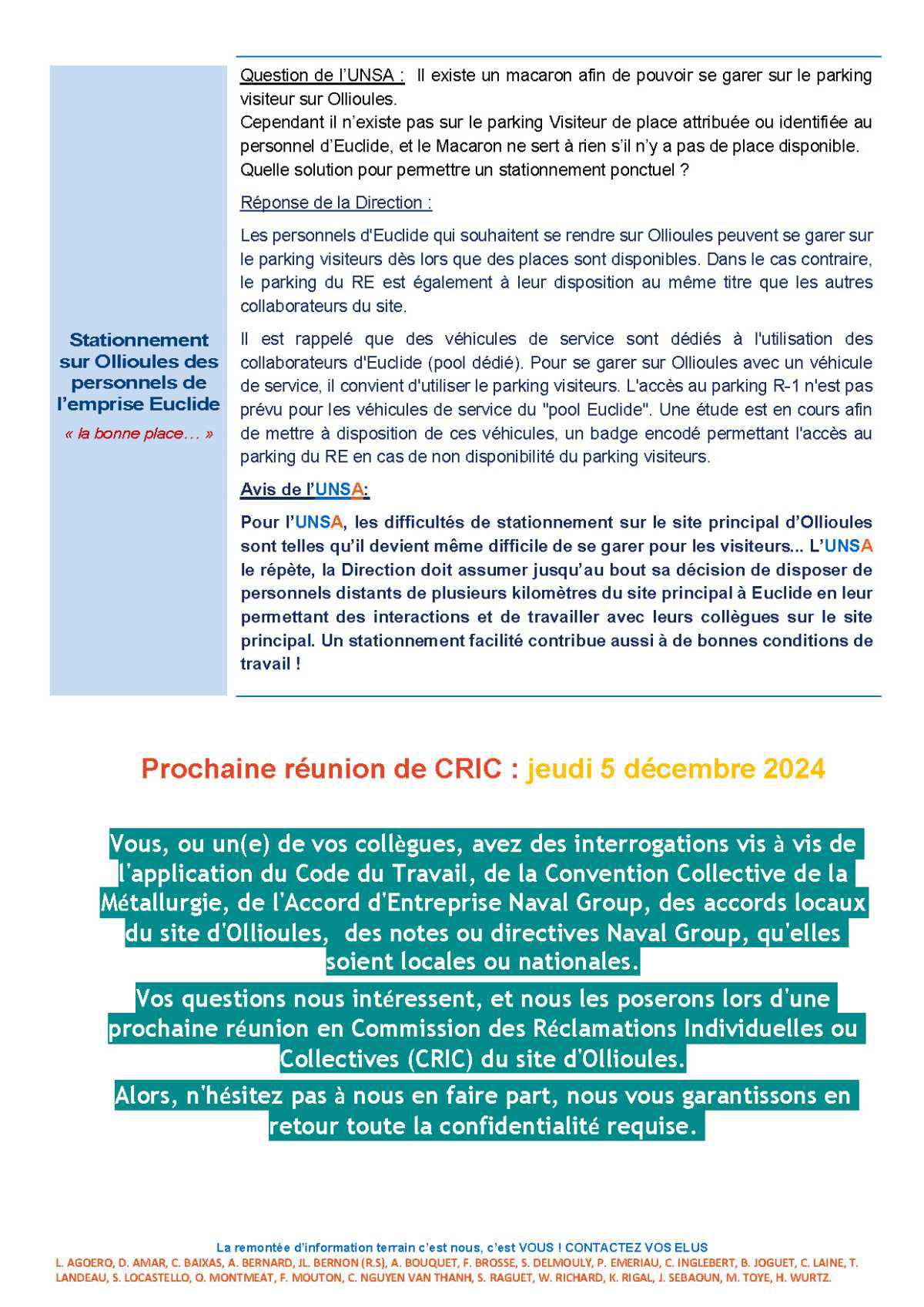 CRIC Ollioules - Réunion du 1er Octobre 2024