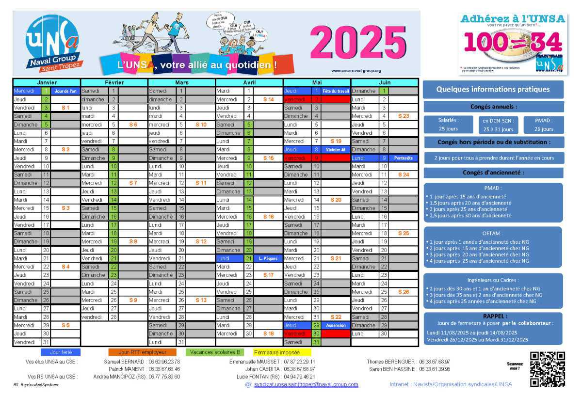 Calendrier 2025