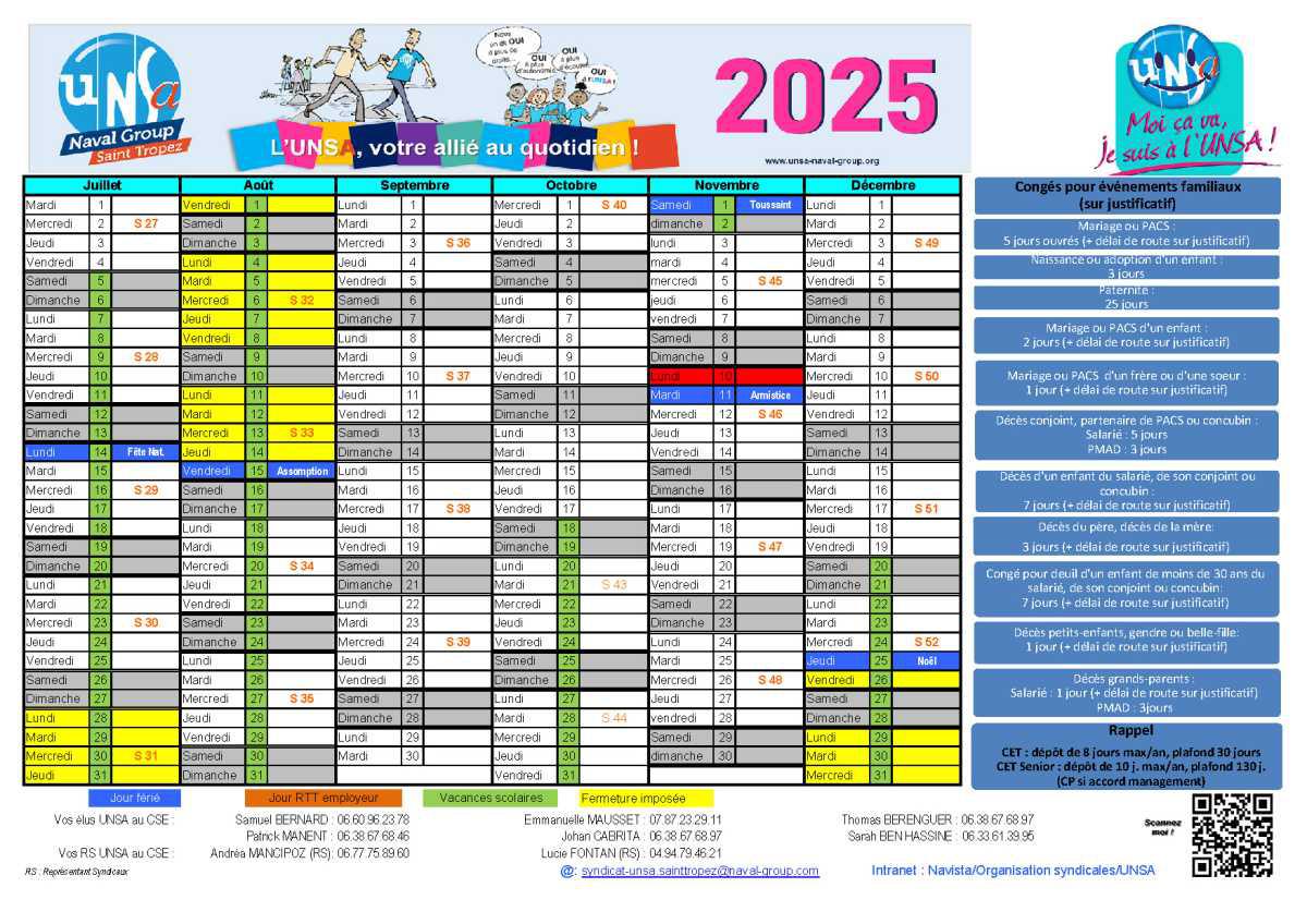 Calendrier 2025