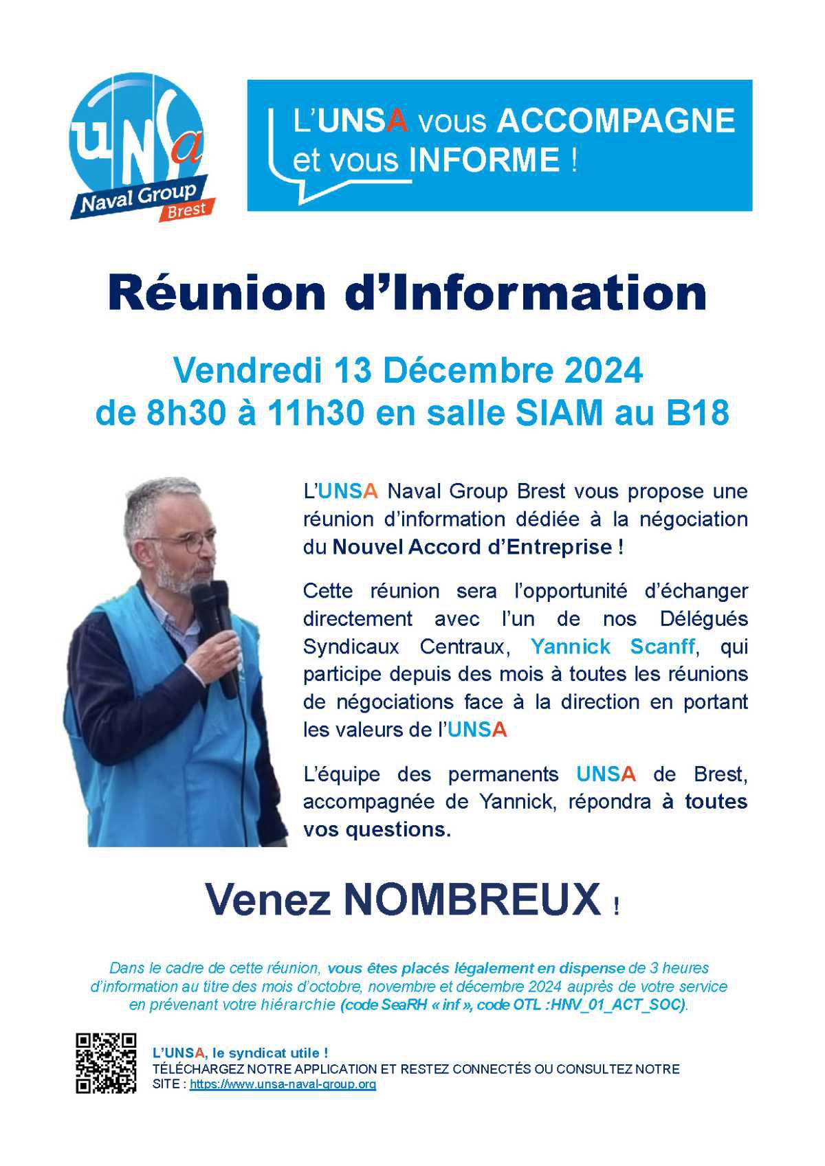 RÉUNION D’INFORMATION - Vendredi 13 décembre 2024 de 8H30 à 11H30