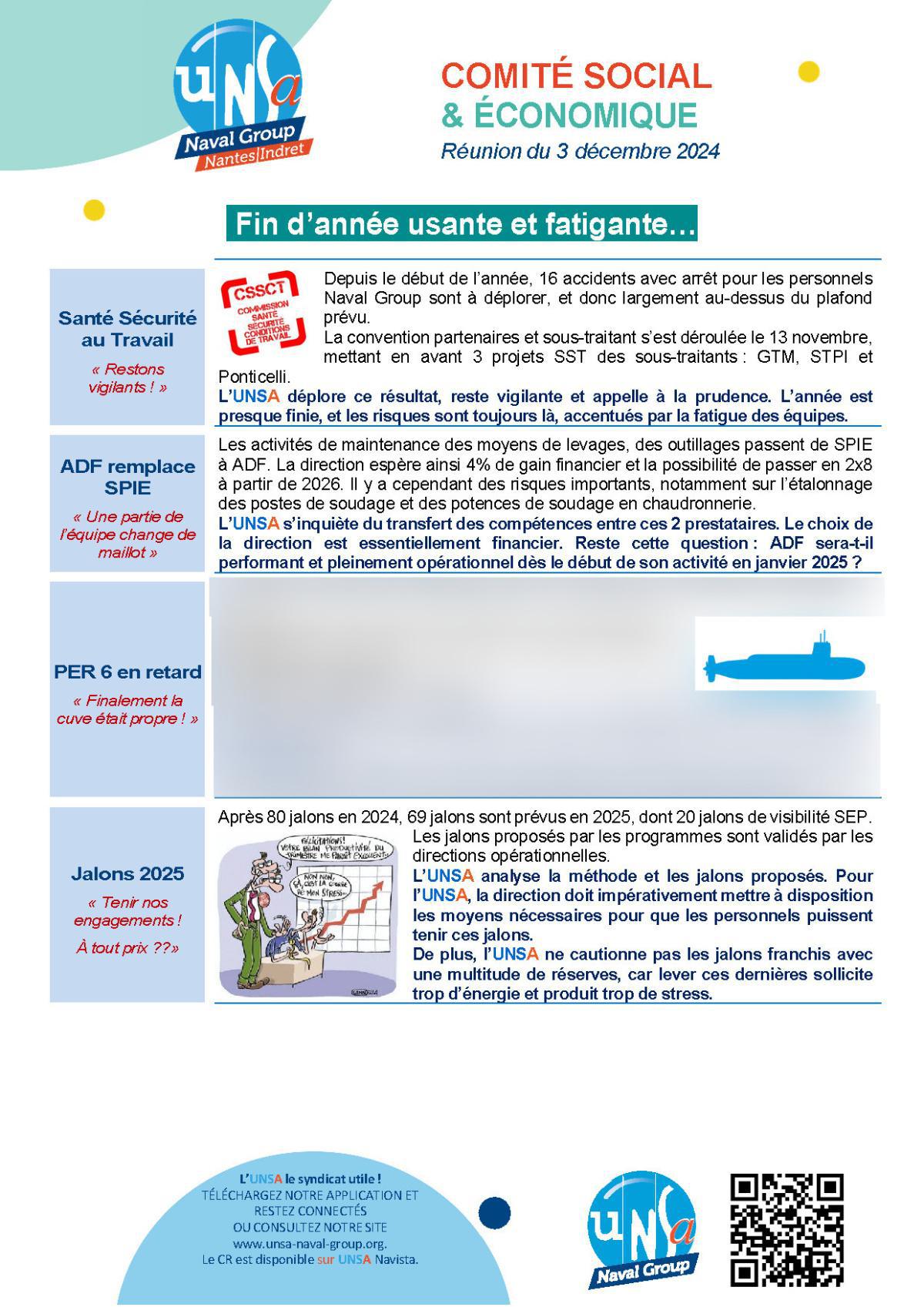 CSE d'Indret - Réunion du 3 décembre 2024 - compte rendu