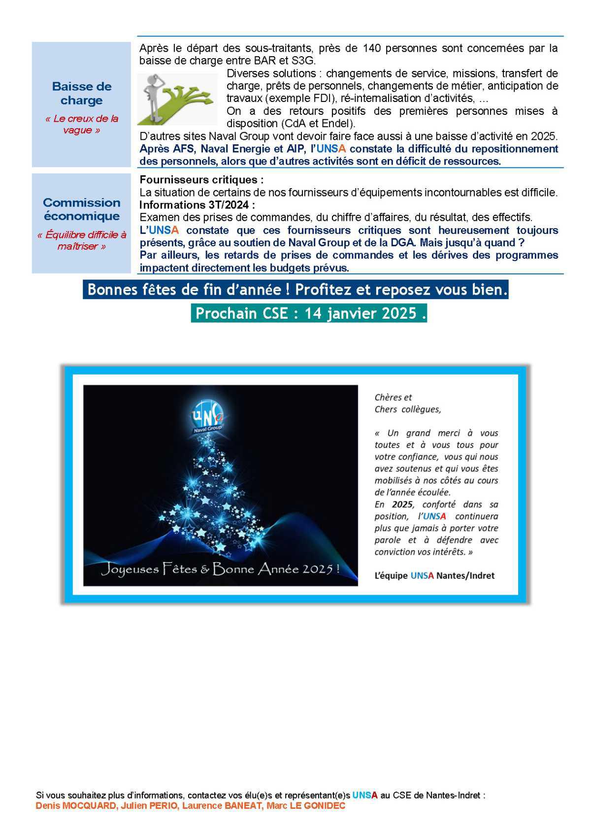 CSE d'Indret - Réunion du 3 décembre 2024 - compte rendu