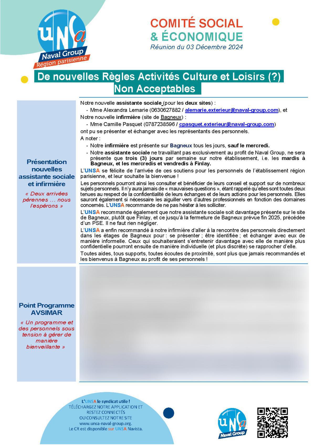 Réunion du 3 décembre 2024 - Compte rendu Réunion du 3 décembre 2024 - Compte rendu
