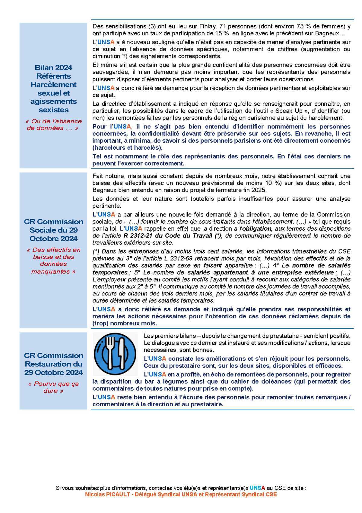 CSE Région Parisienne - Réunion du 3 décembre 2024 - Compte rendu