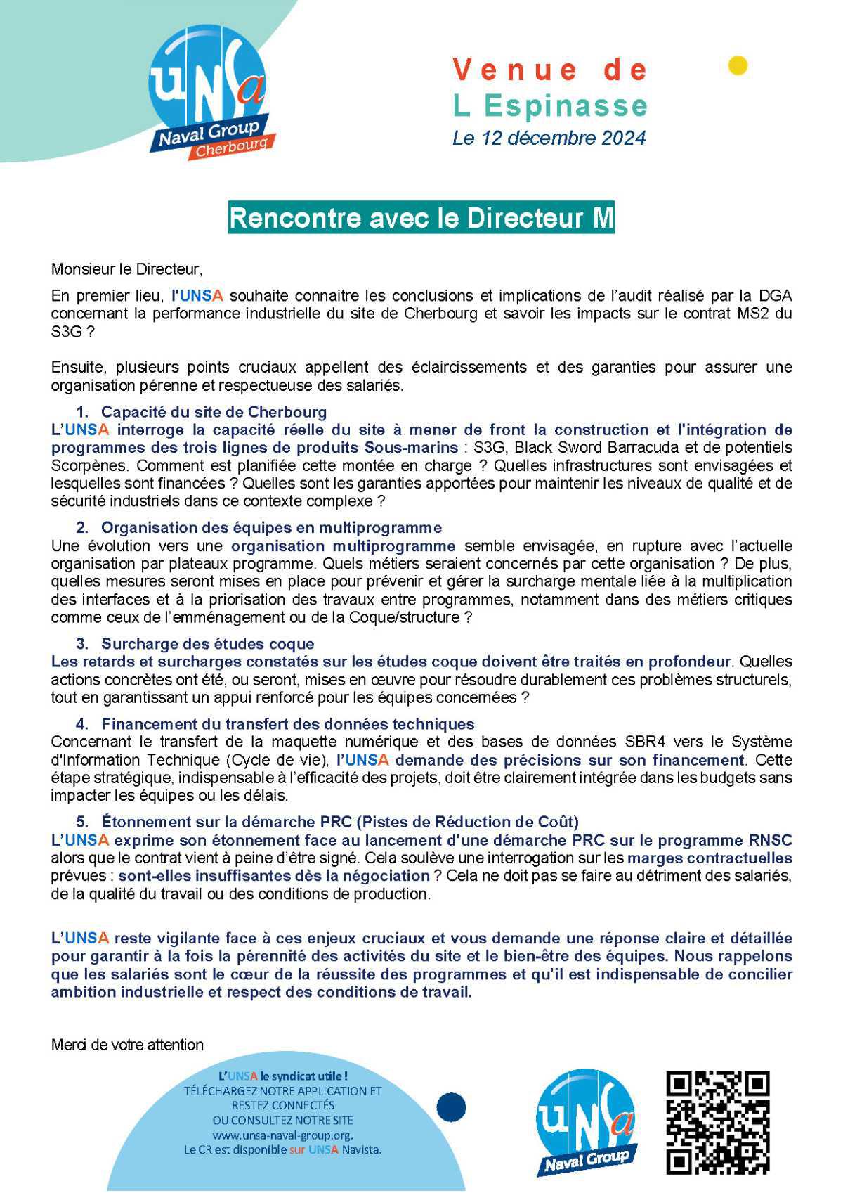 Rencontre avec le Directeur M: Réunion du 12 décembre 2024