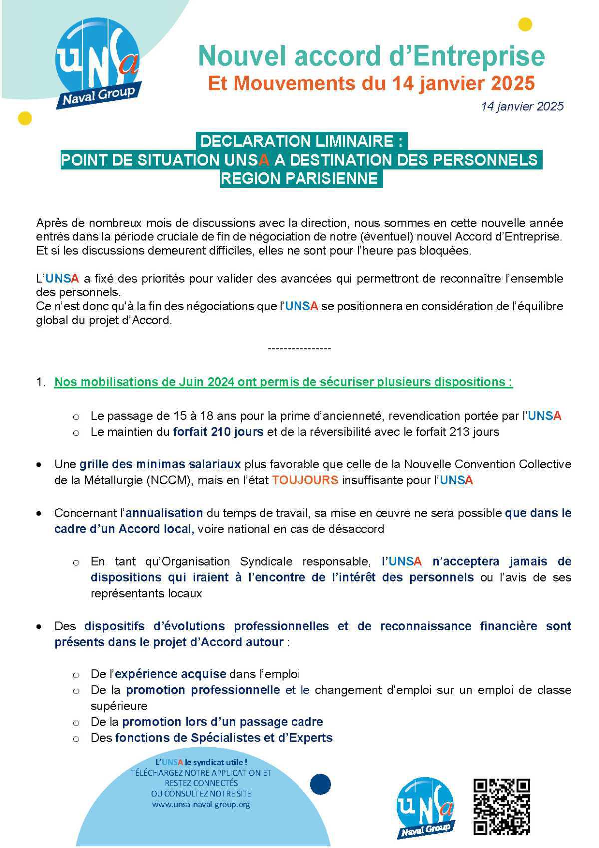 Réunion du 14 janvier 2025 - Déclarations liminaires