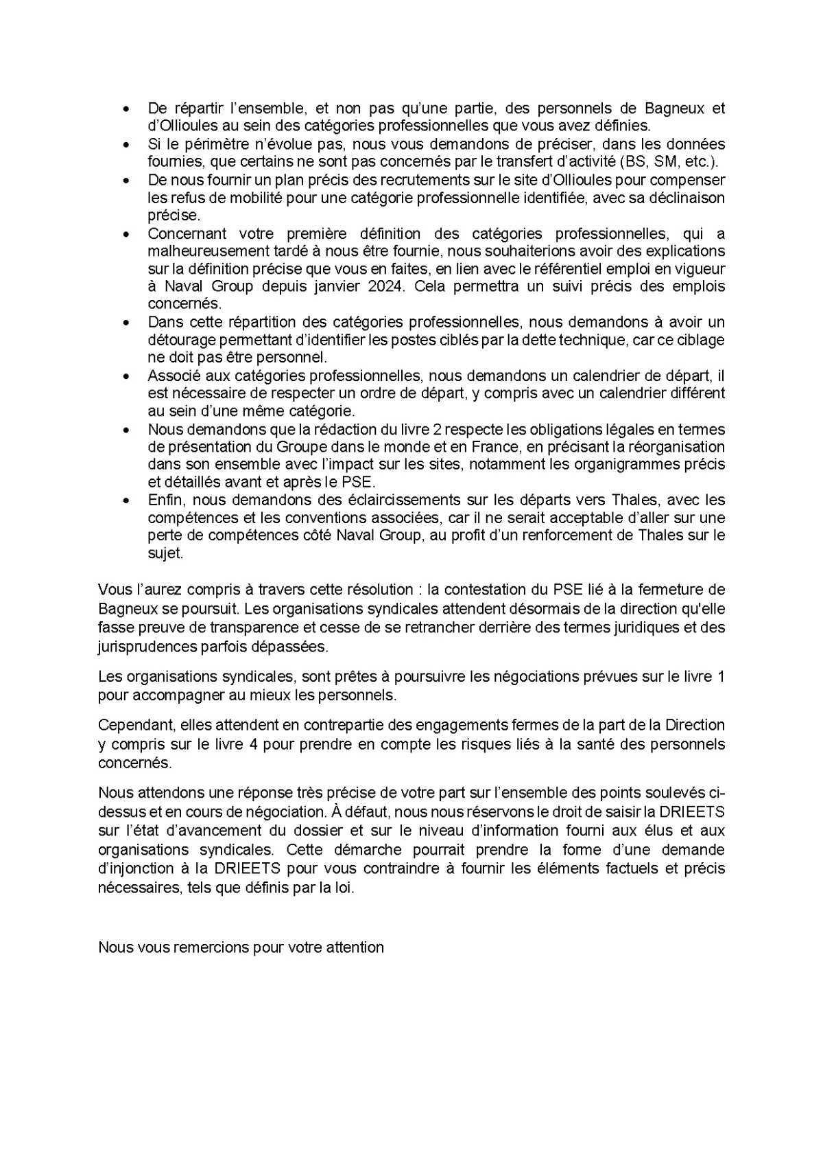 Réunion du 26 février 2025 - Résolution des élus du CSEC Réunion du 26 février 2025 - Résolution des élus du CSEC
