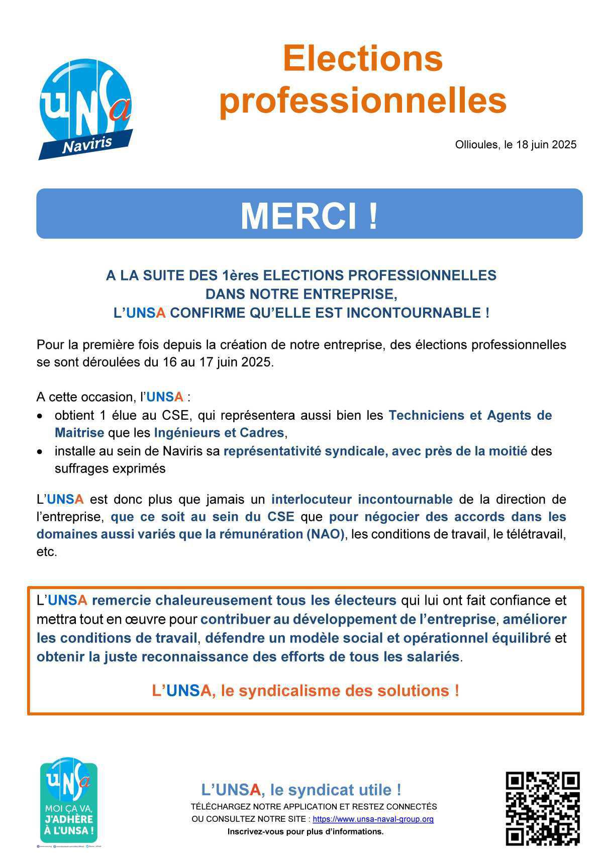 Elections CSE chez Naviris - MERCI !