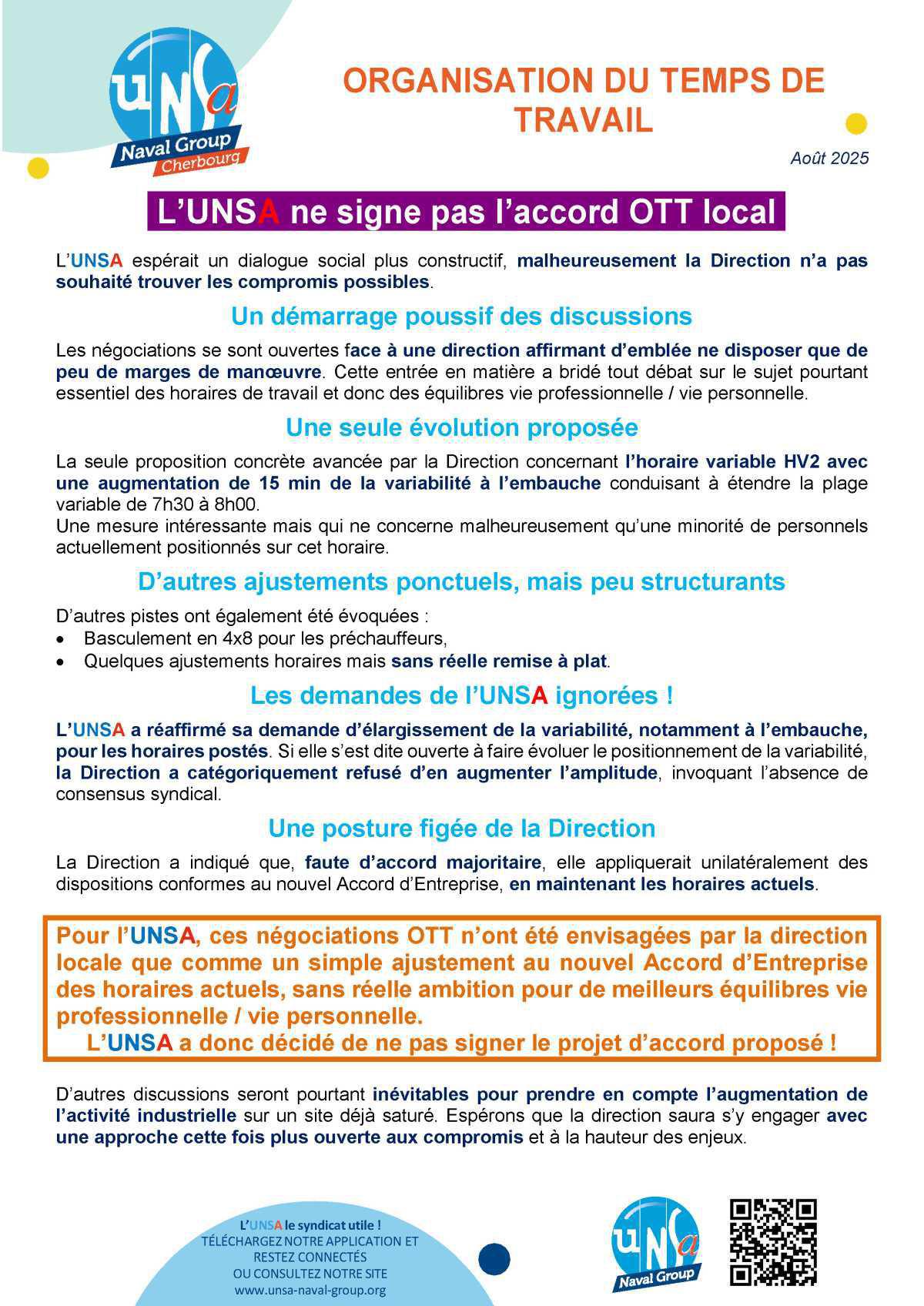 Négociation OTT - Site de Cherbourg - août 2025