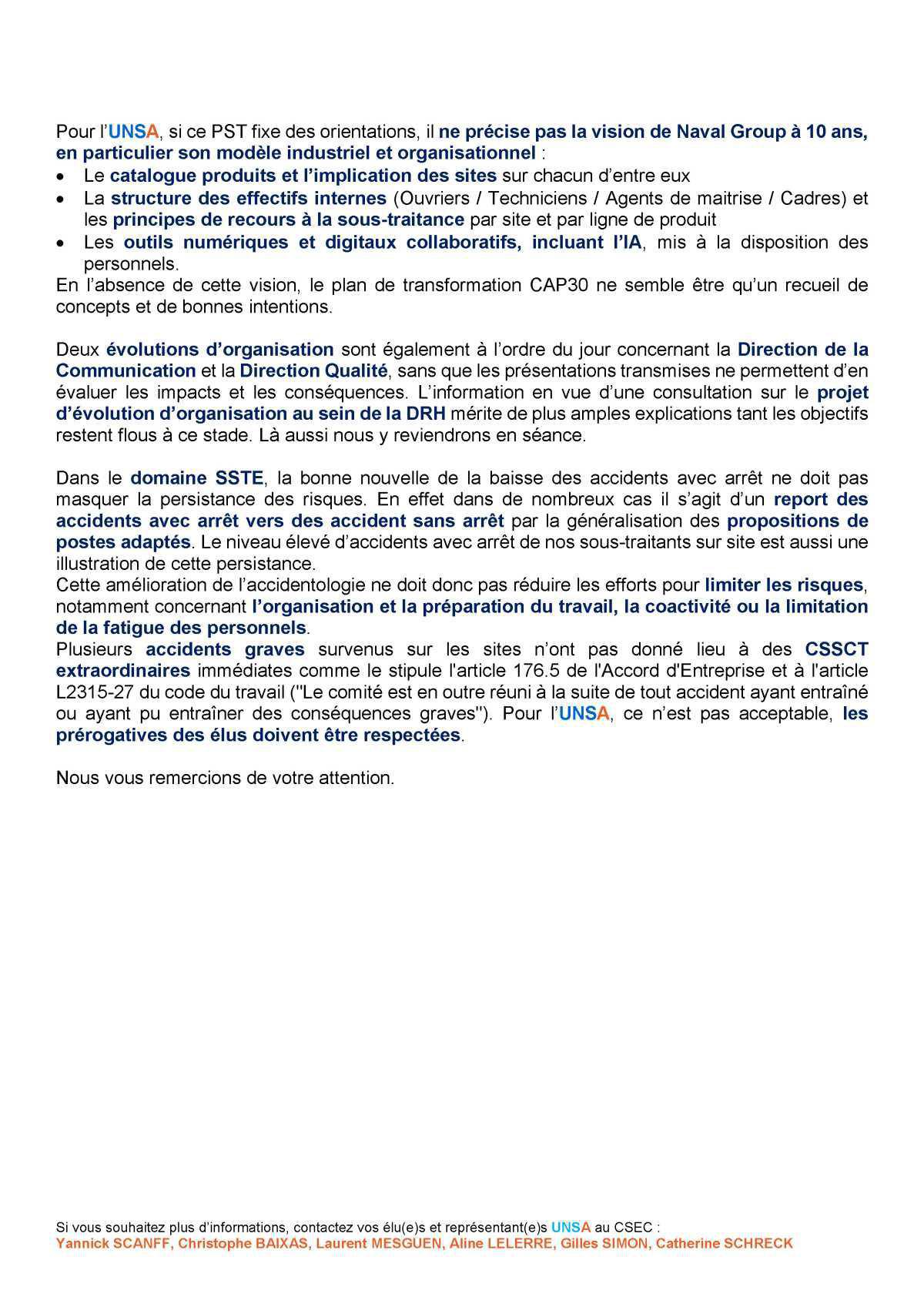 Réunion du 24 et 25 septembre 2025 - Déclaration liminaire