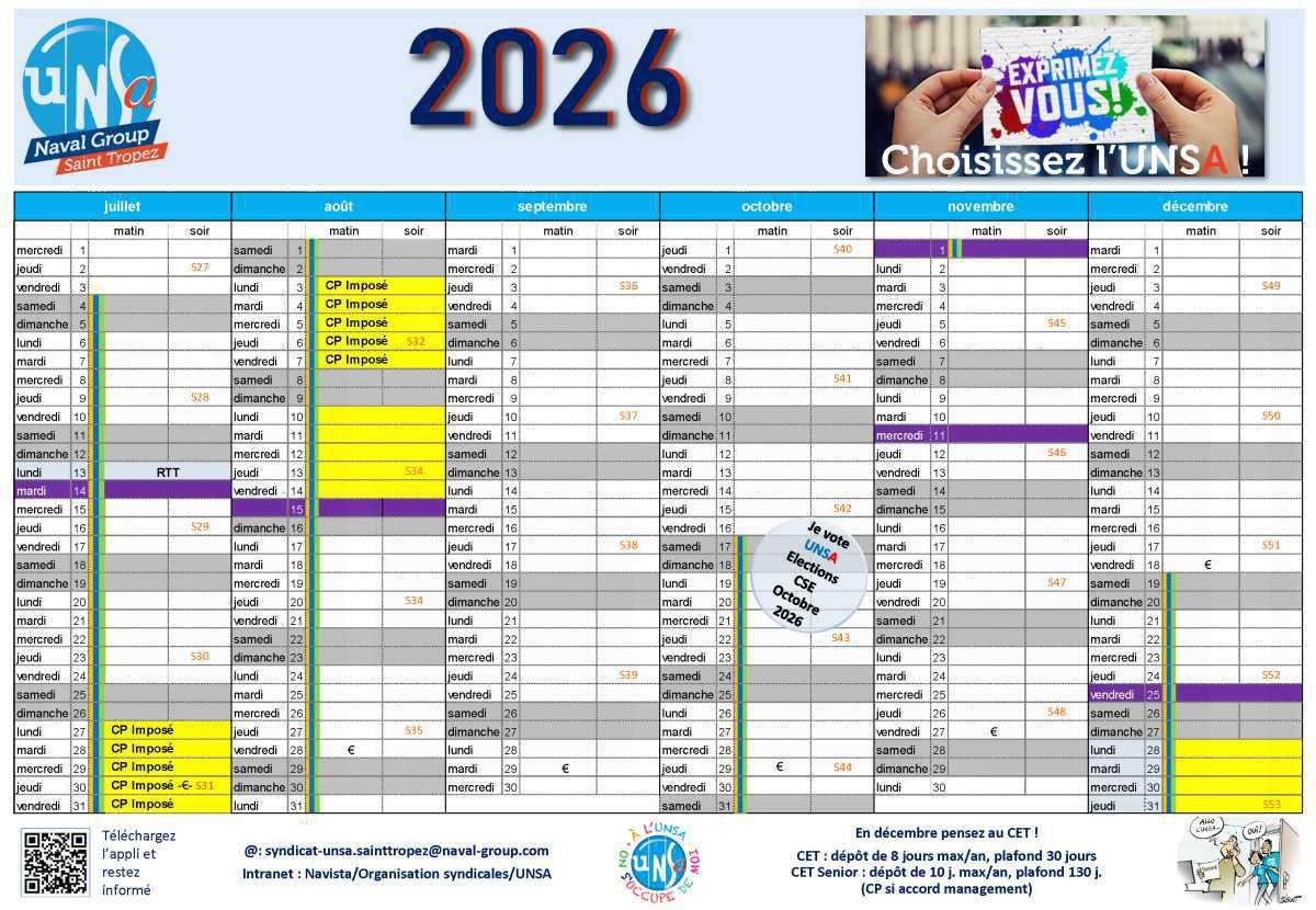 Calendrier 2026