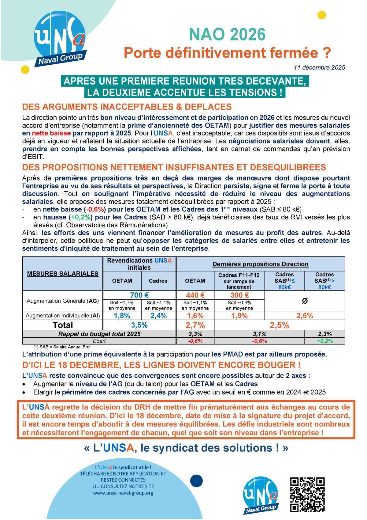 NAO 2026 - Porte définitivement fermée ?
