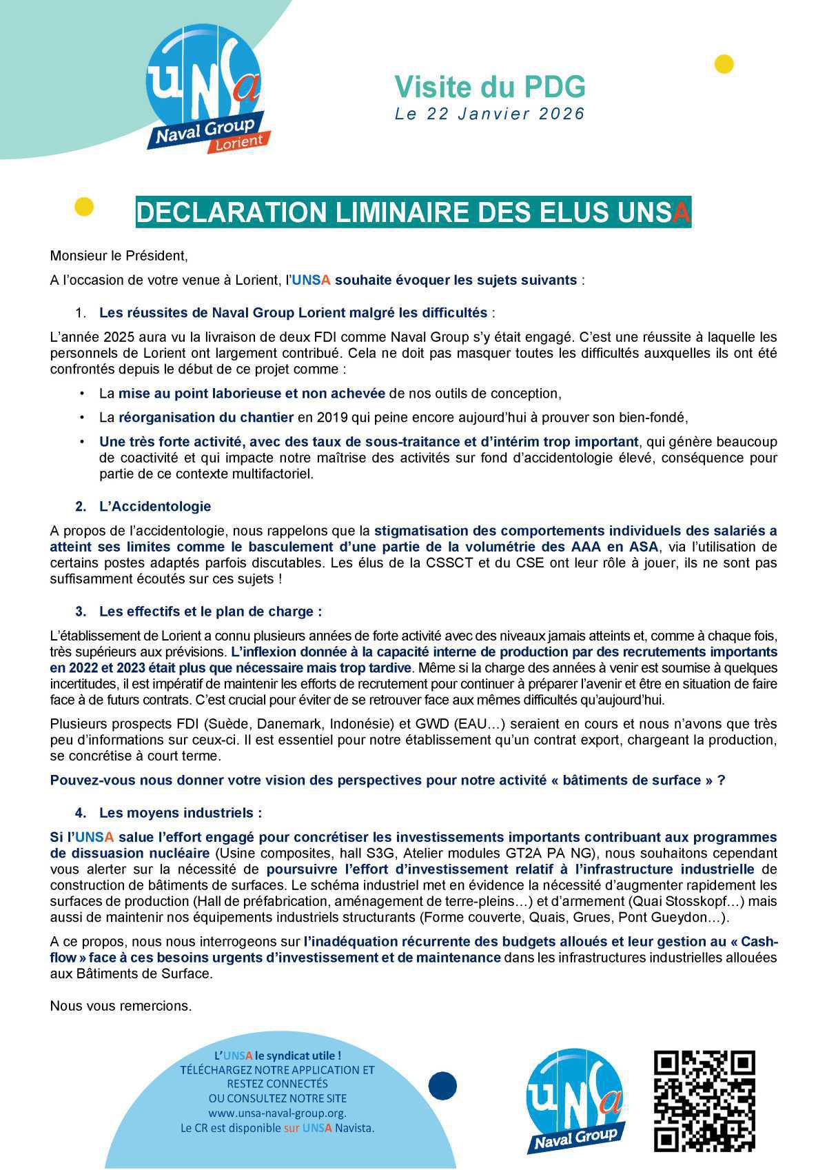 Rencontre avec le PDG - Réunion du 22 janvier 2026