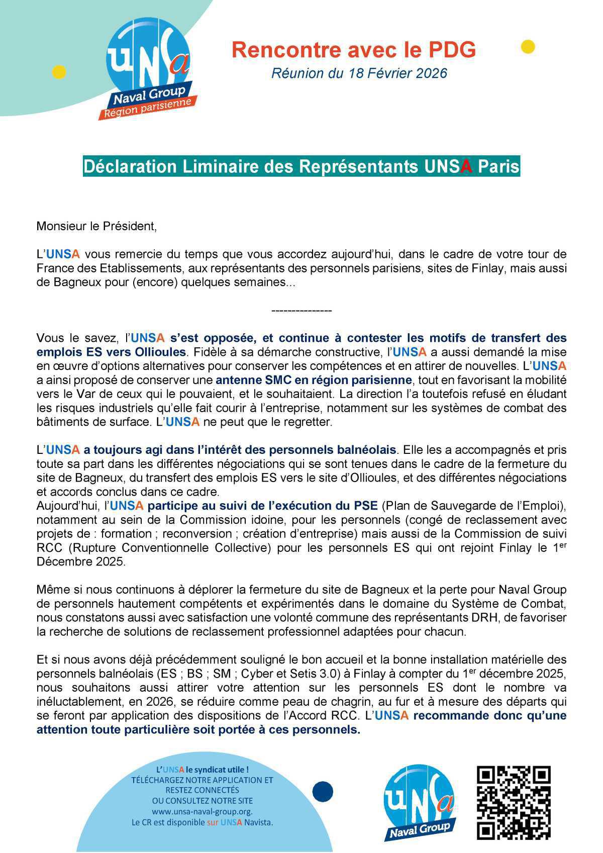 Rencontre avec le PDG - Réunion du 18 février 2026