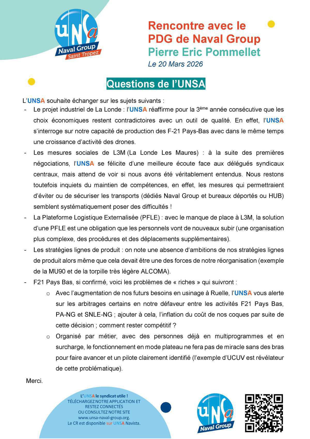 Rencontre avec le PDG - Réunion du 20 Mars 2026