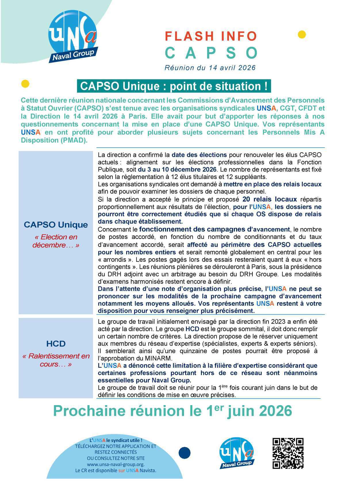 Flash Info PMAD - CAPSO du 14 avril 2026