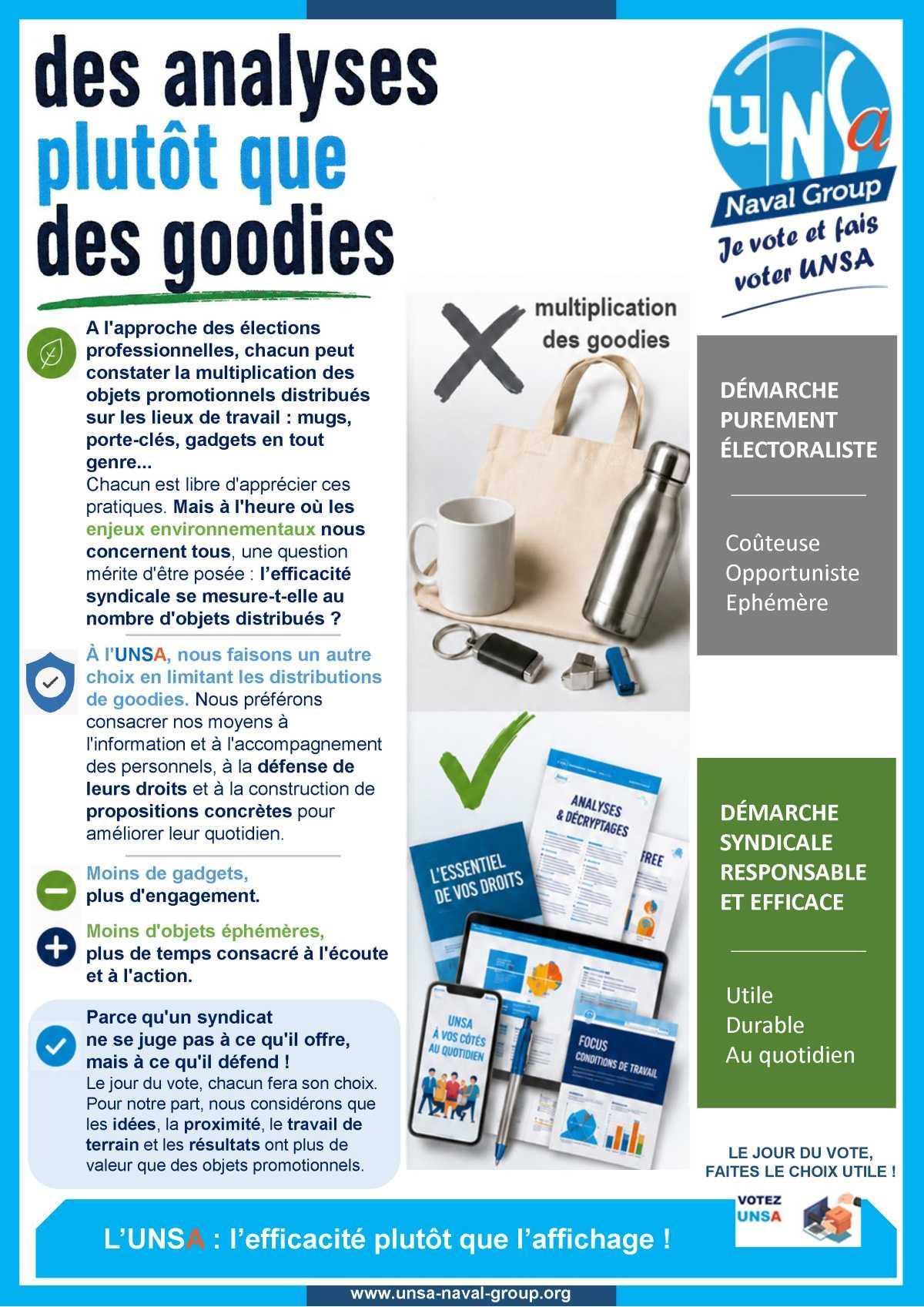 Des analyses plutôt que des goodies !