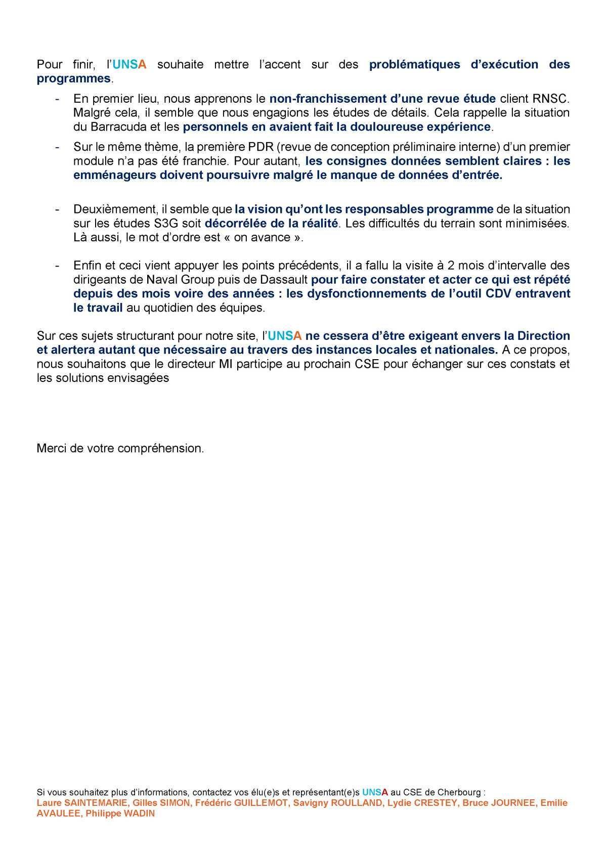 CSE de Cherbourg - Réunion du 8 septembre 2026 - Déclaration liminaire