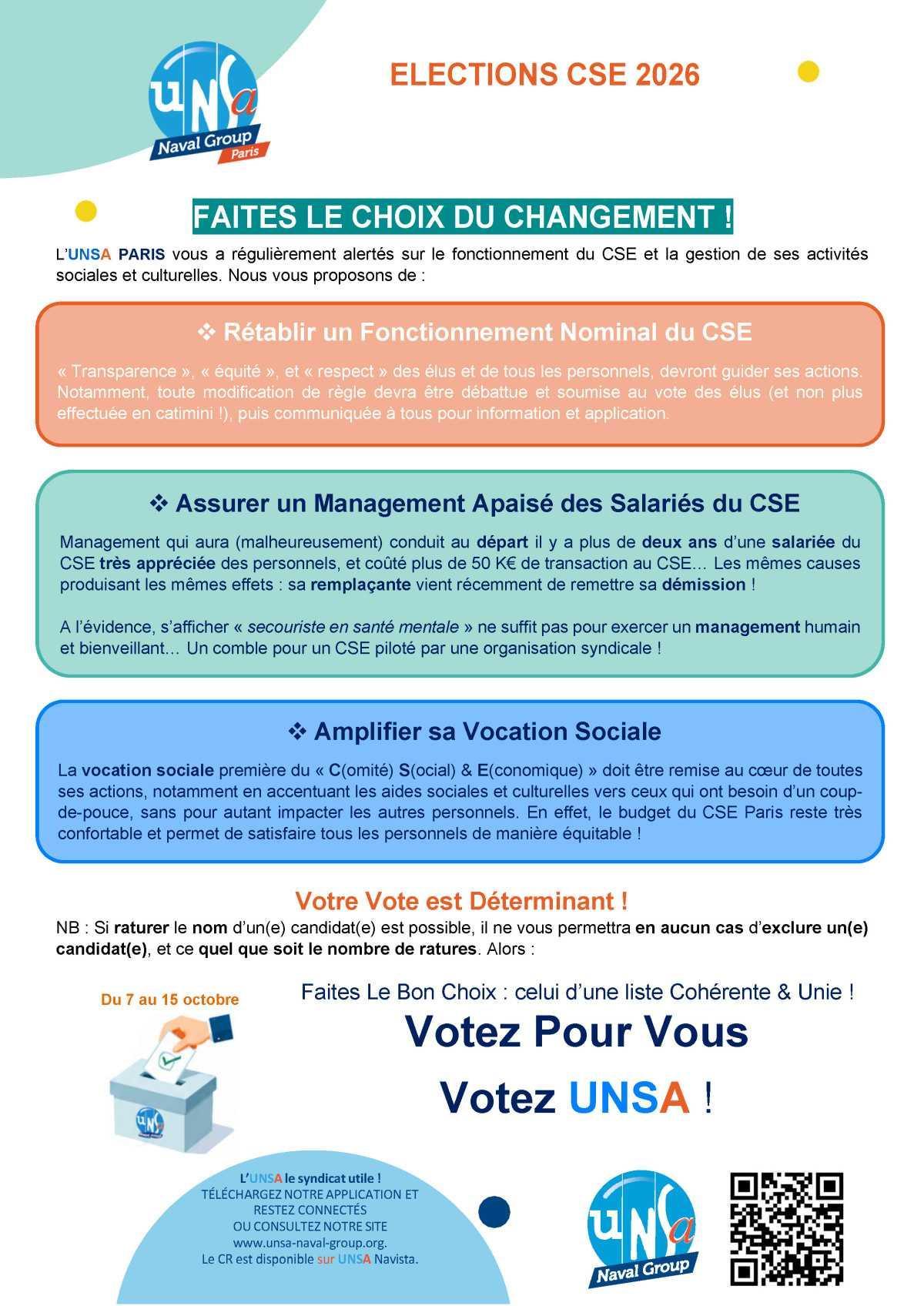 ELECTIONS CSE 2026 - A PARIS, FAITES LE CHOIX DU CHANGEMENT !