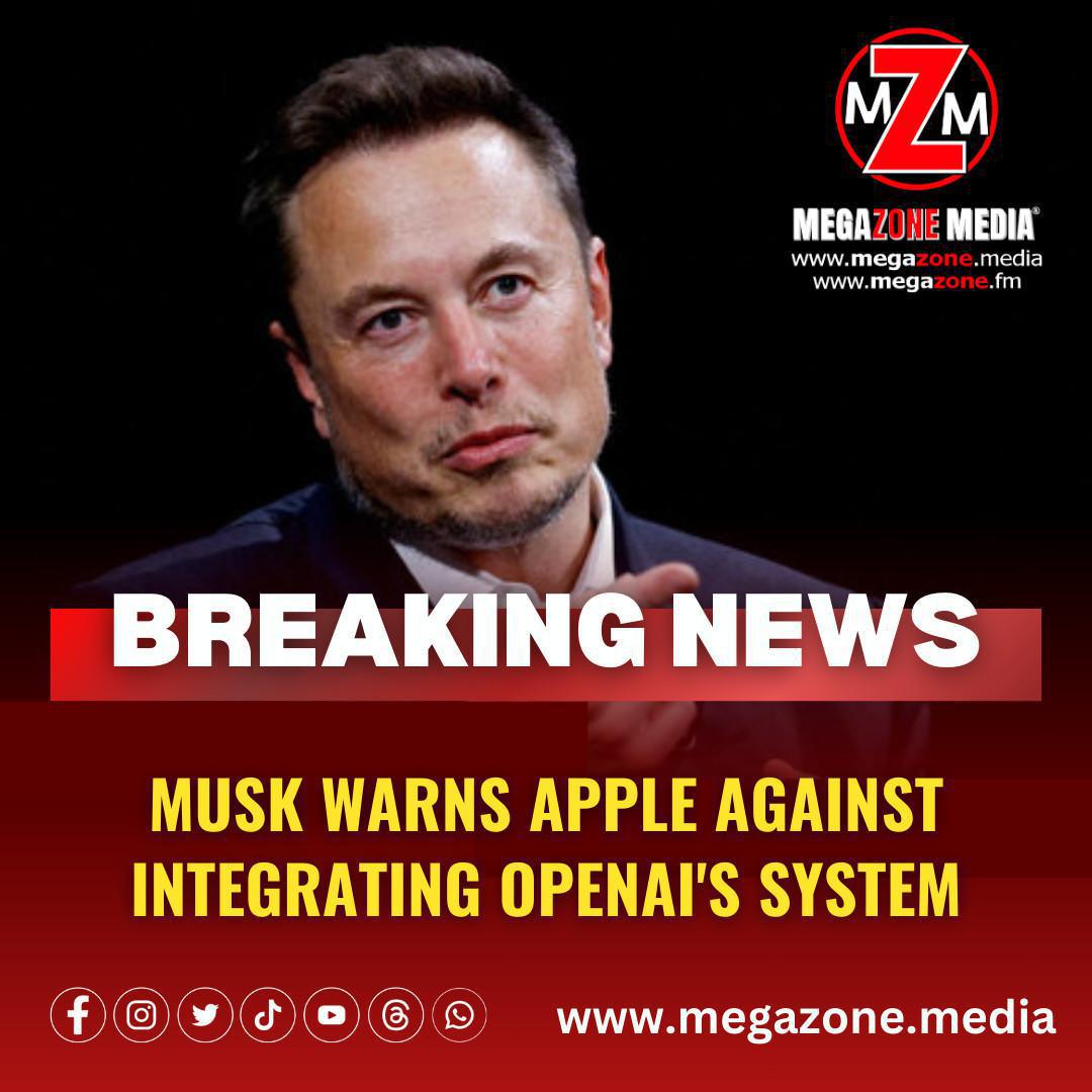 Musk warns Apple against integrating OpenAI's system. Musk warns Apple against integrating OpenAI's system.