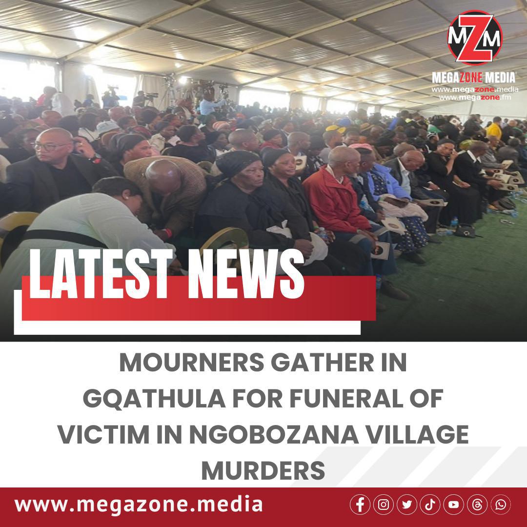 Mourners gather in Gqathula for funeral of victim in Ngobozana village murders.