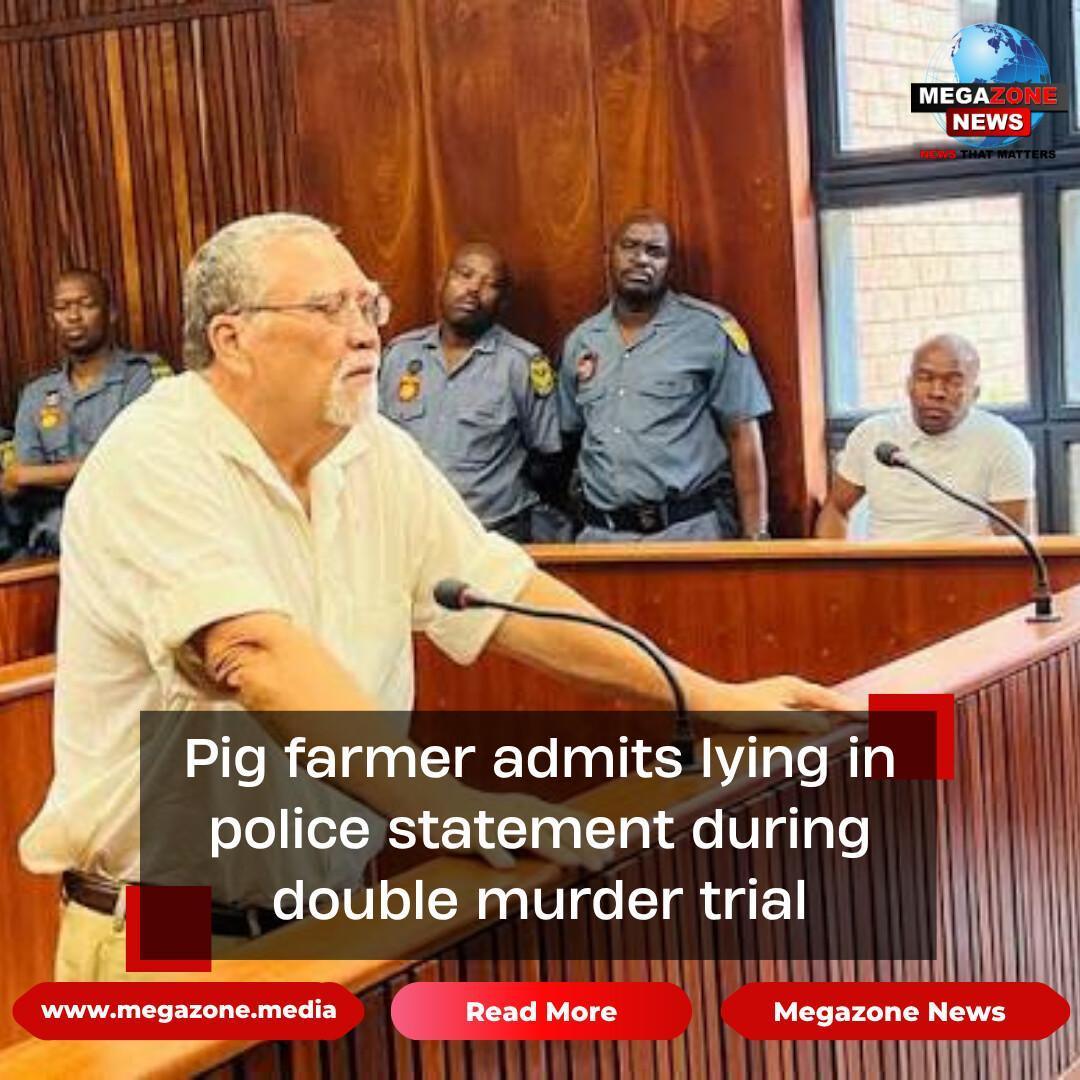 Pig farmer admits lying in police statement during double murder trial