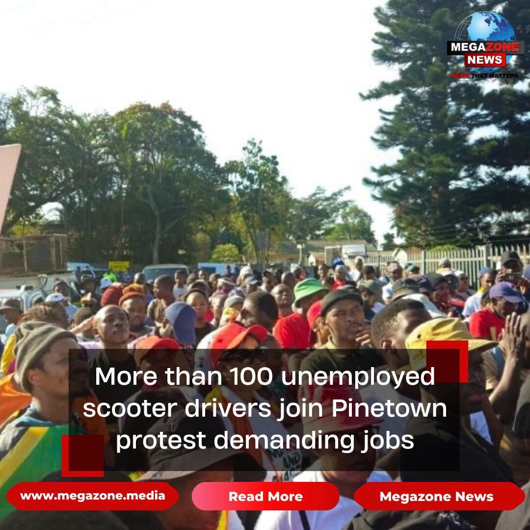 More than 100 unemployed scooter drivers join Pinetown protest demanding jobs More than 100 unemployed scooter drivers join Pinetown protest demanding jobs