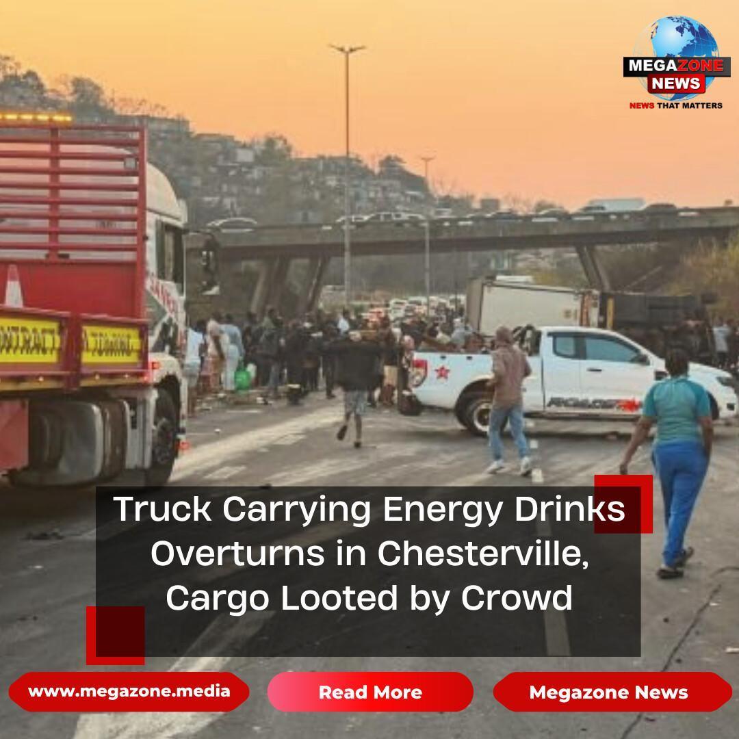 Truck Carrying Energy Drinks Overturns in Chesterville, Cargo Looted by Crowd