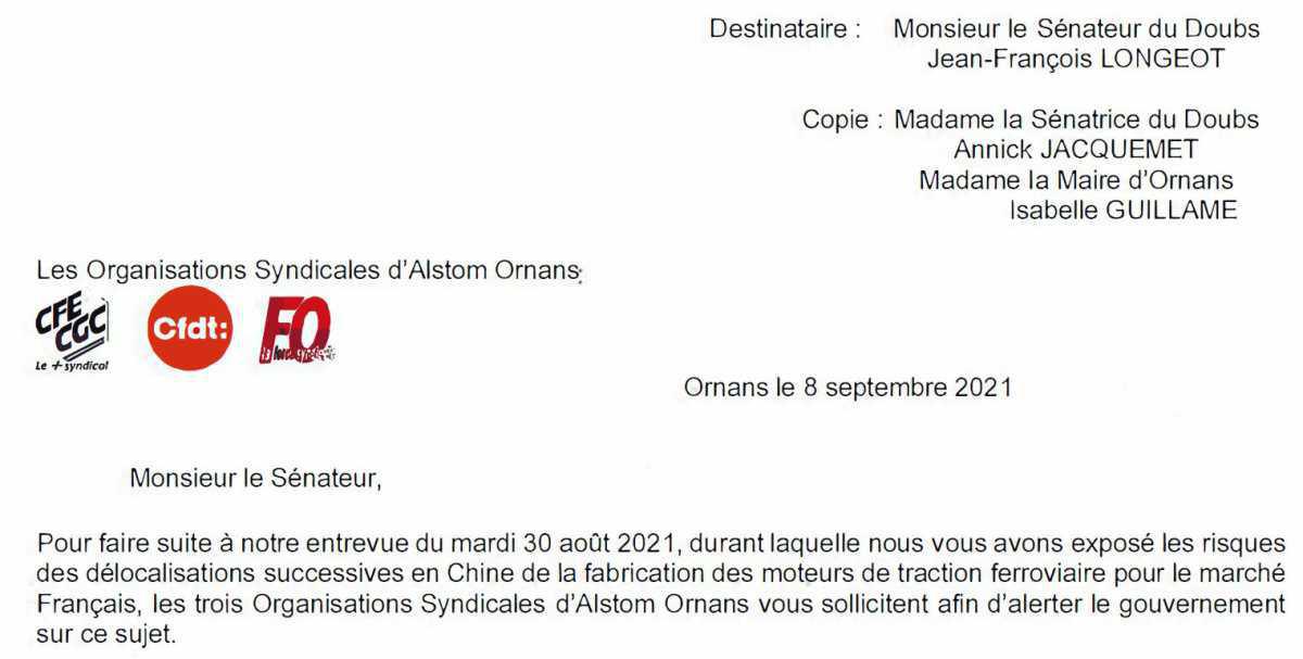 Alstom Ornans : risque de délocalisation