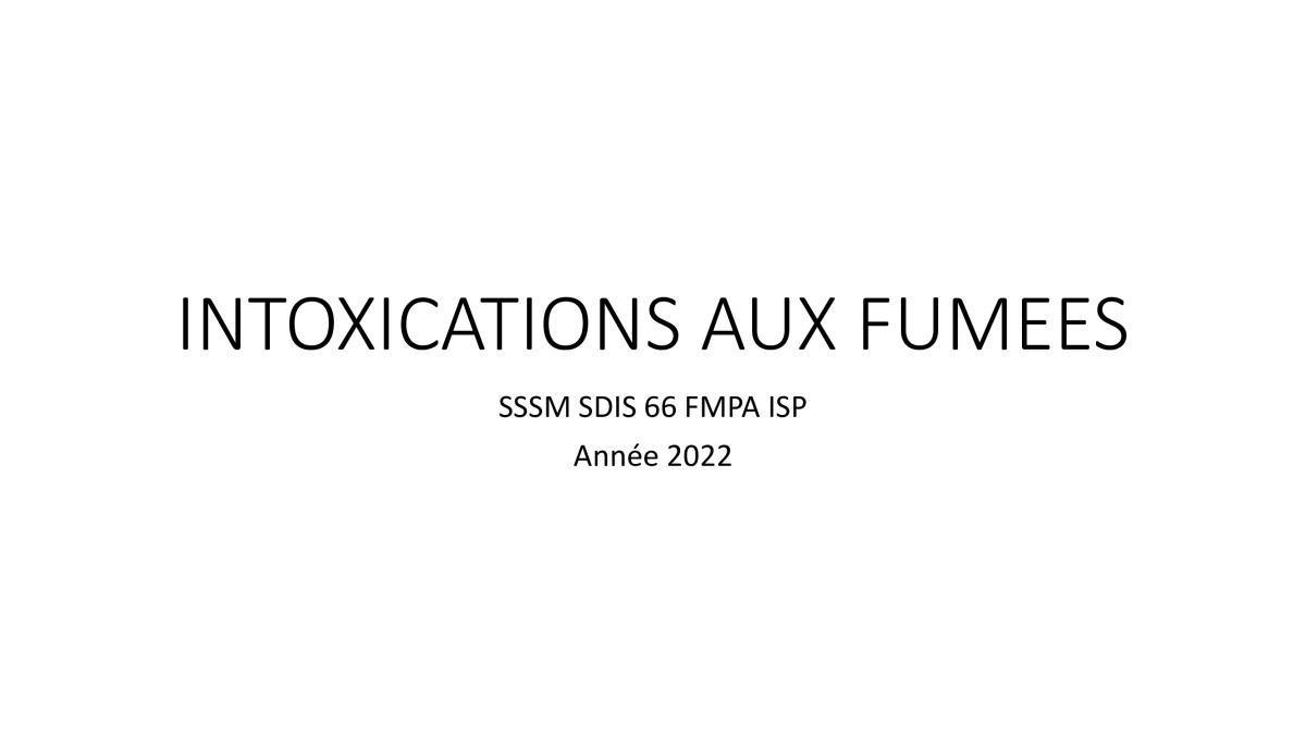 Intoxications aux fumées (FMPA 2022)