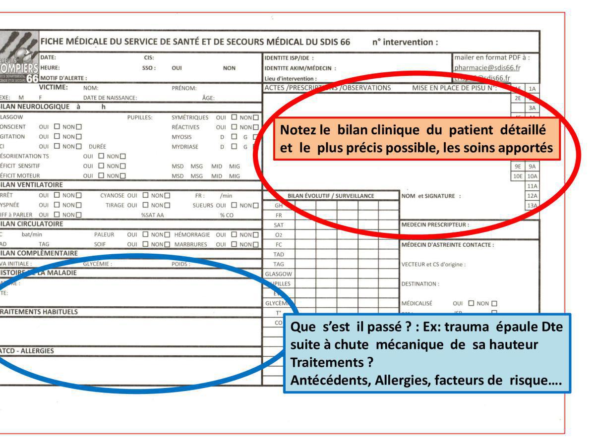 Remplissage fiche médicale
