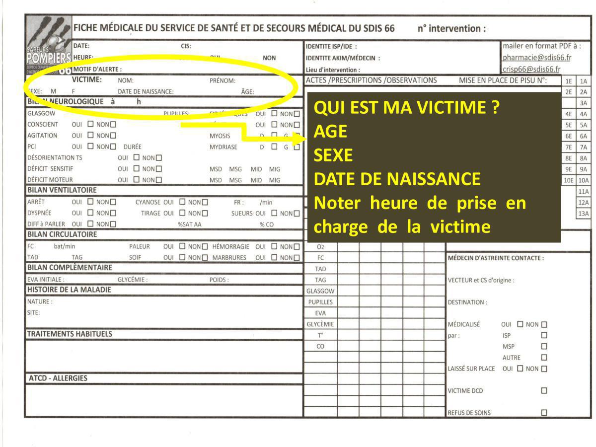 Remplissage fiche médicale