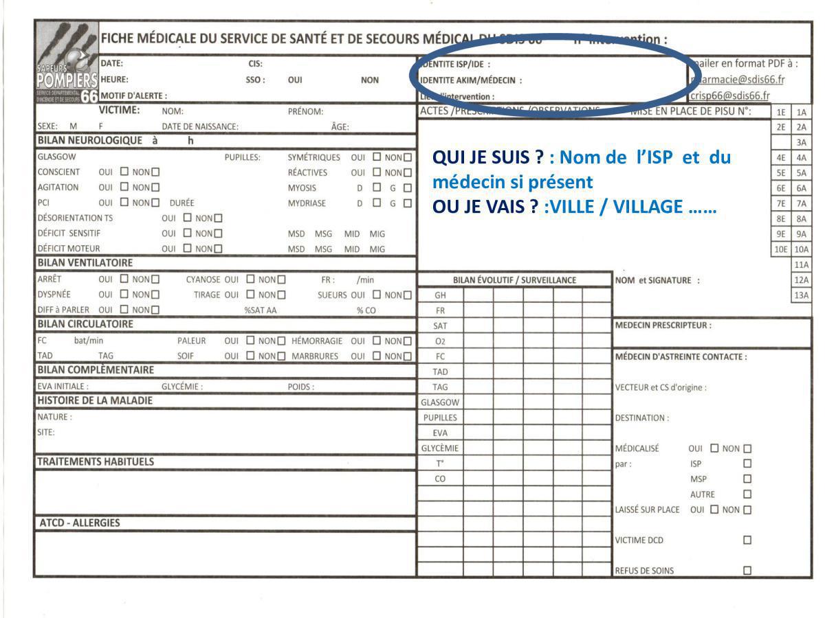 Remplissage fiche médicale