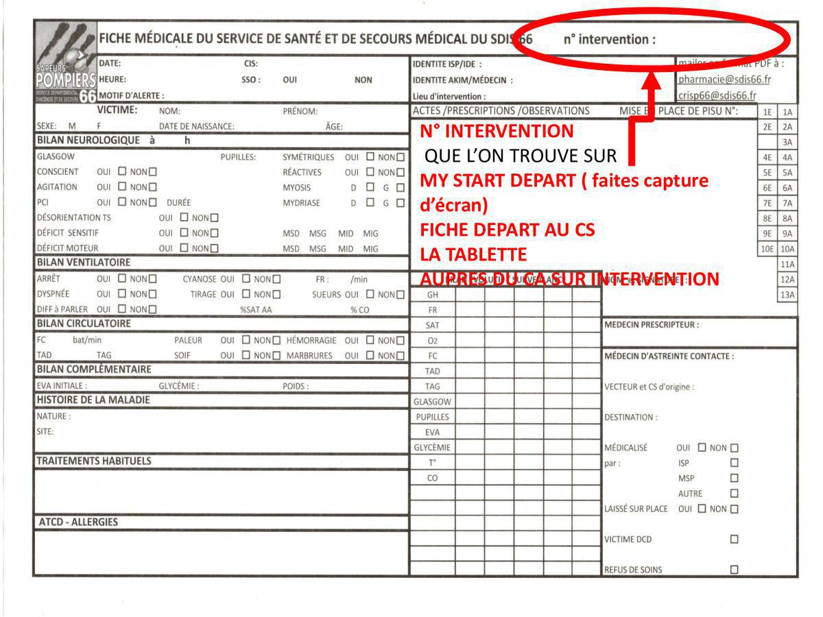 Remplissage fiche médicale