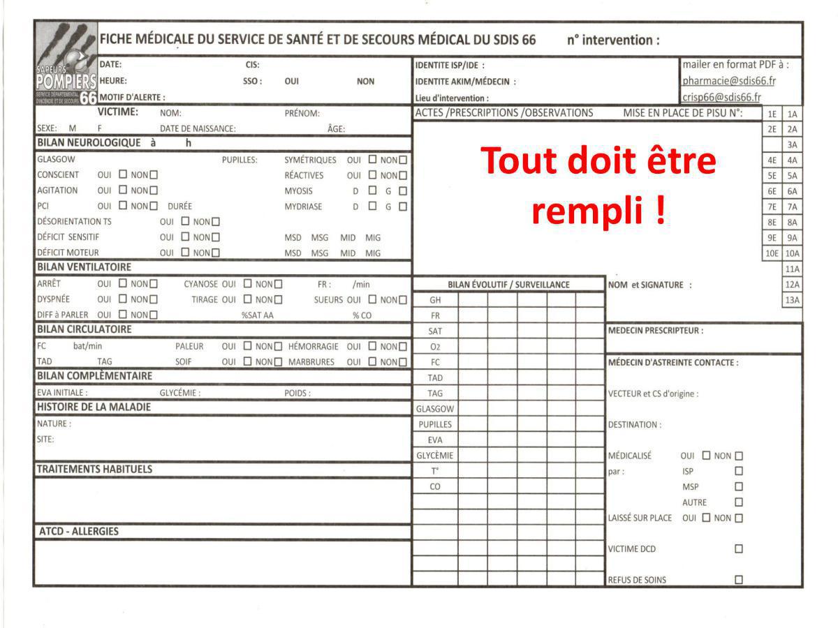 Remplissage fiche médicale