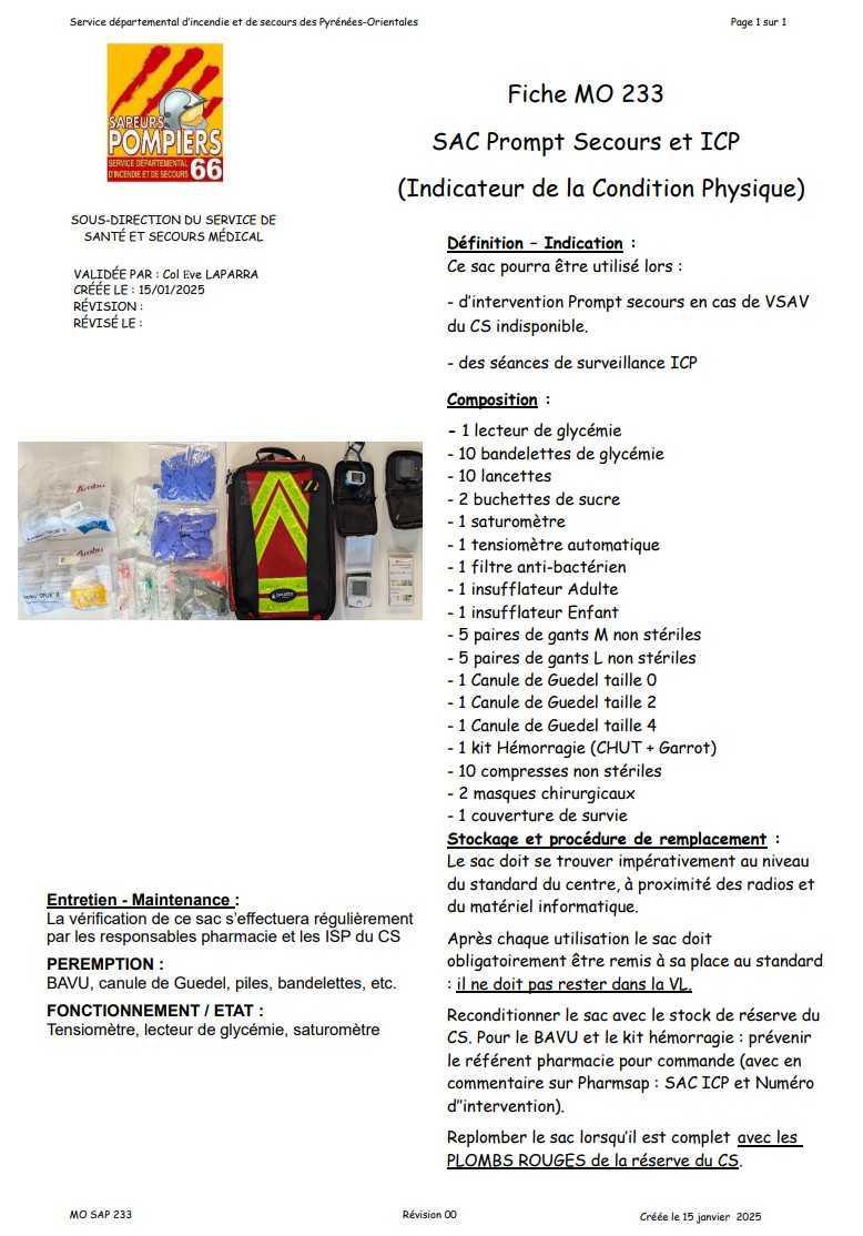 Sac ICP / Prompt Secours