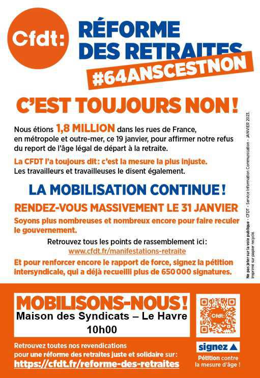 Appel à la mobilisation - 31 janvier 2023