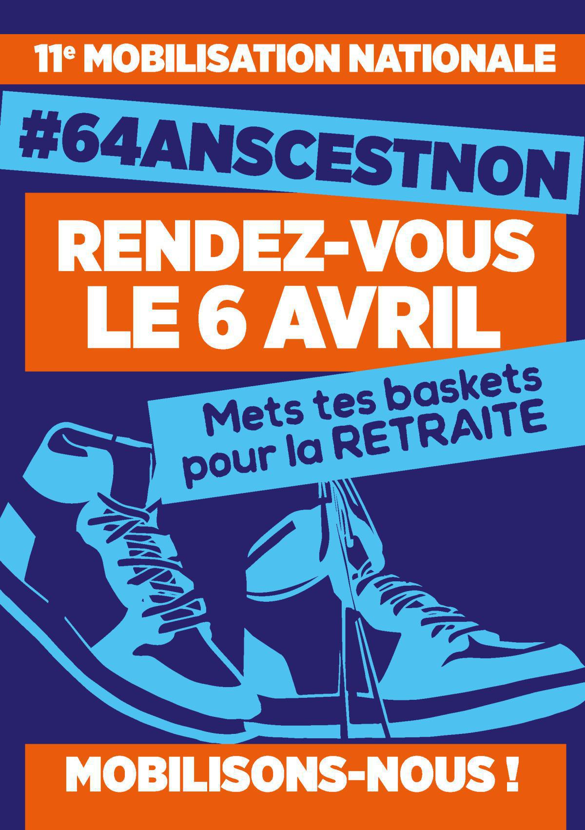 Mobilisation nationale, manifestation le jeudi 6 avril ! Mobilisation nationale, manifestation le jeudi 6 avril !