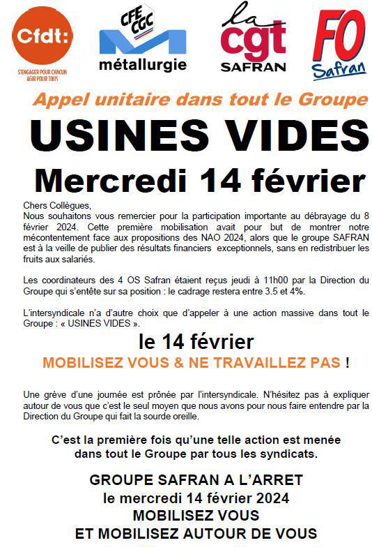 Safran - Usines Vides le 14 février